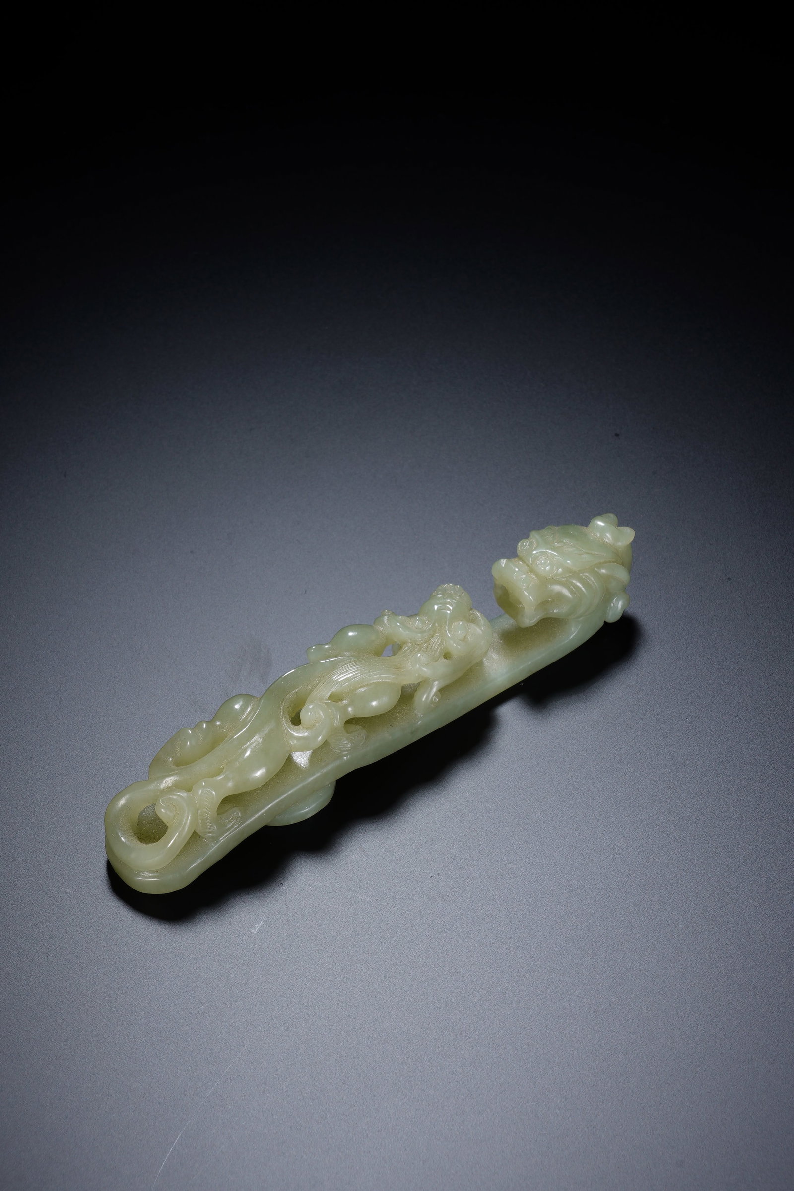Jade Carved Dragon Shape Belt Hook - 7