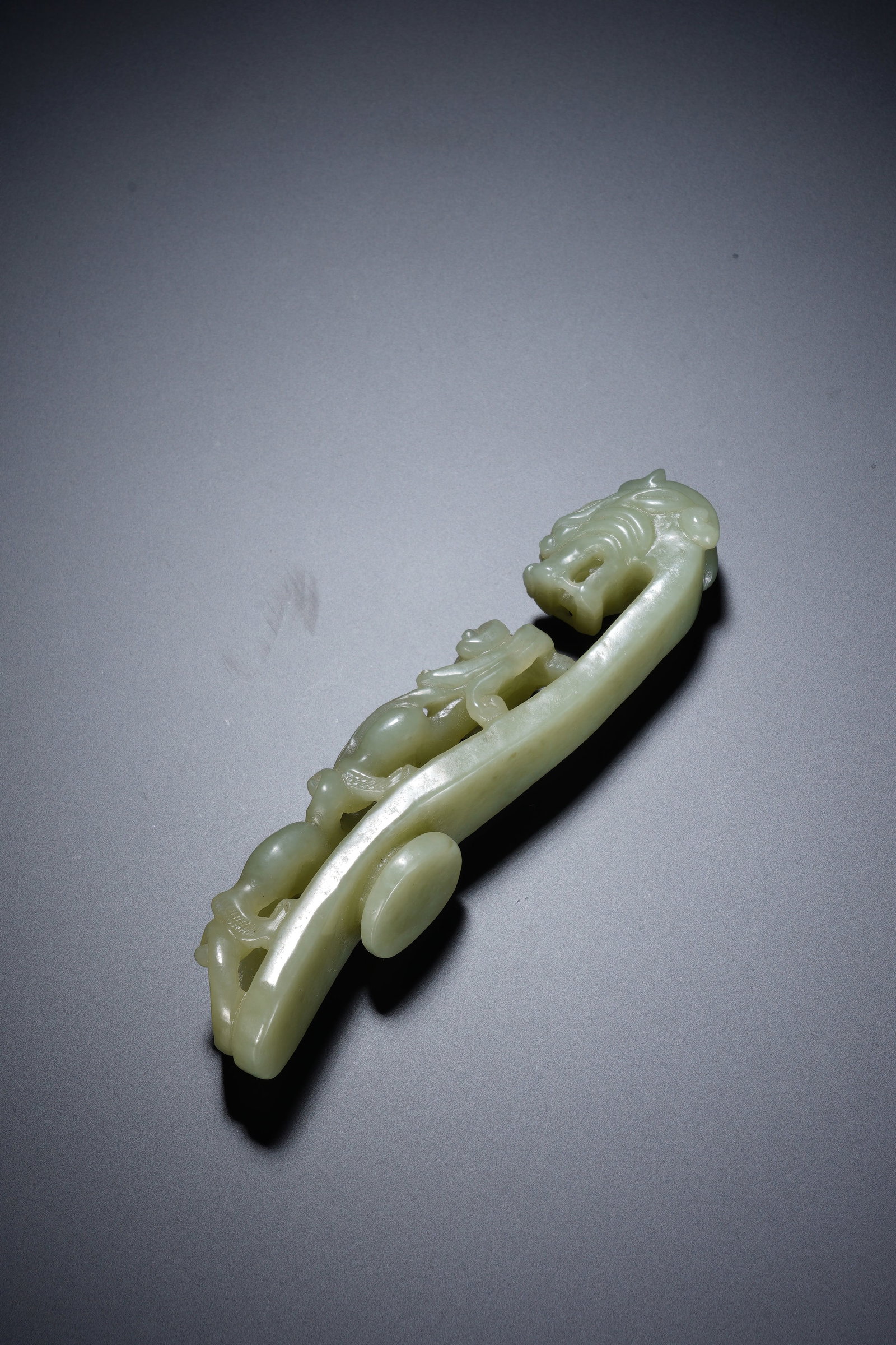 Jade Carved Dragon Shape Belt Hook - 8