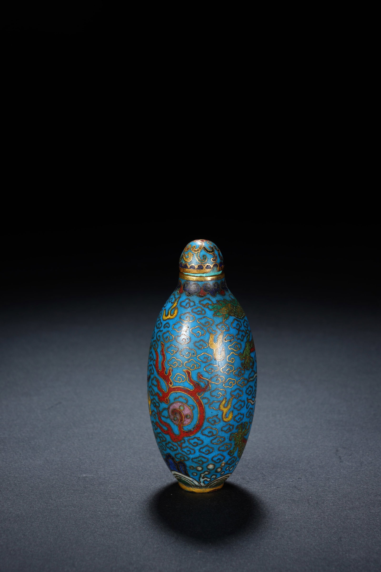 Bronze Cloisonne Carved Cloud and Dragon Pattern Snuff Bottle - 3