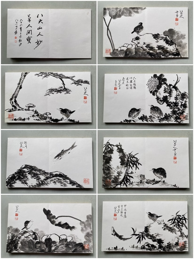 Chinese Drawing Flower and Bird Painting Album,Ba Dashanren Mark: Chinese Drawing Flower and Bird Painting Album,Ba Dashanren Mark (33 x 56cm)