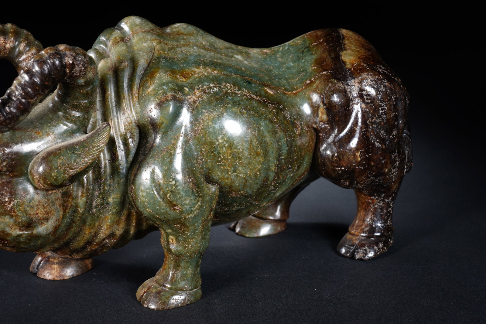 Jade Carved Ox Shape Figure - 3