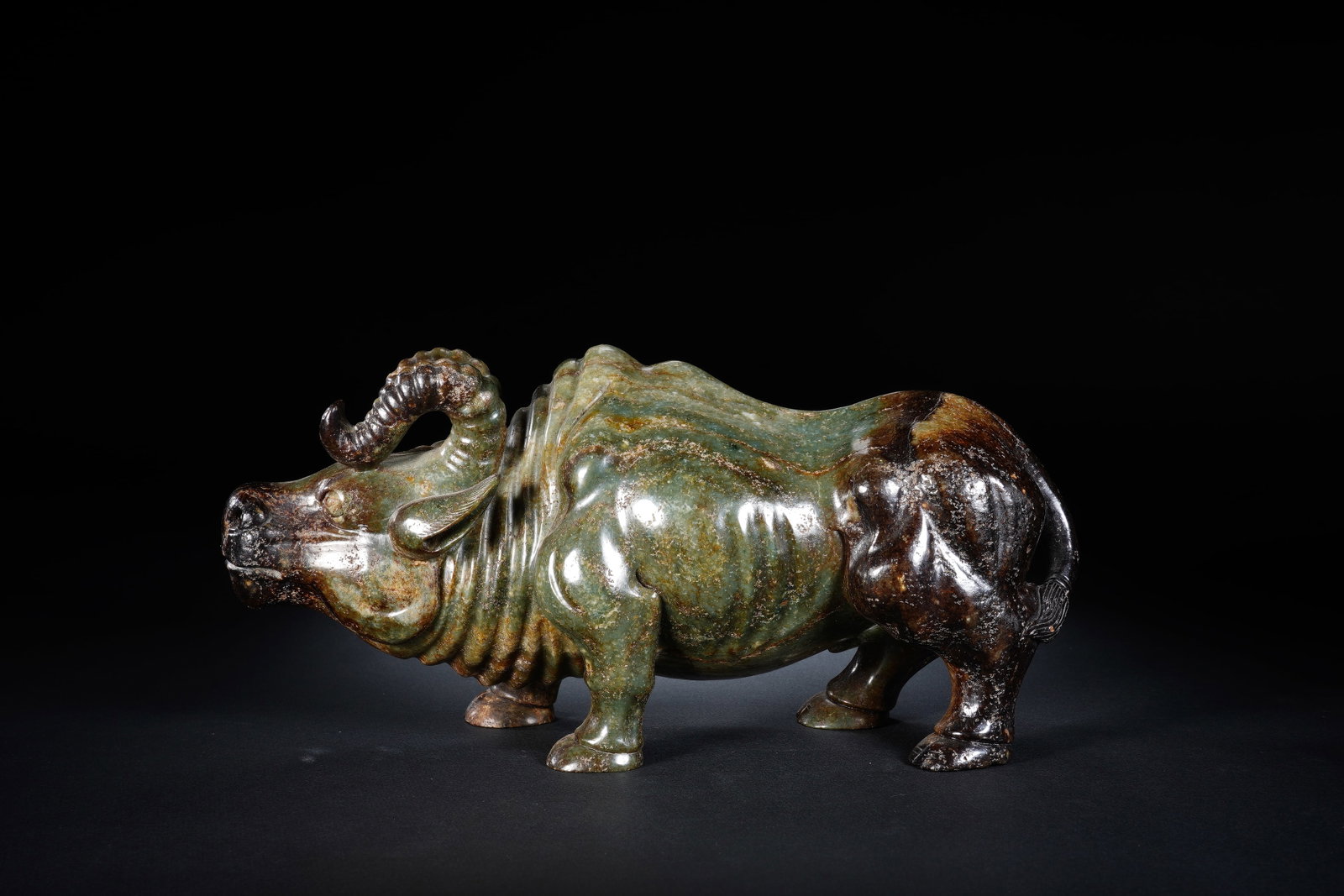Jade Carved Ox Shape Figure - 4