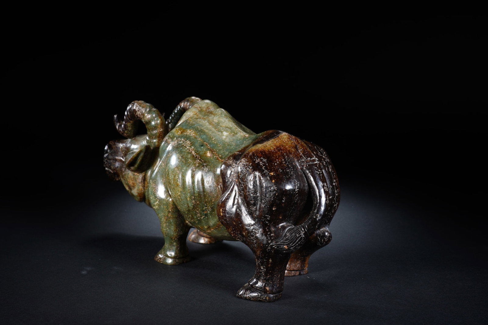 Jade Carved Ox Shape Figure - 5