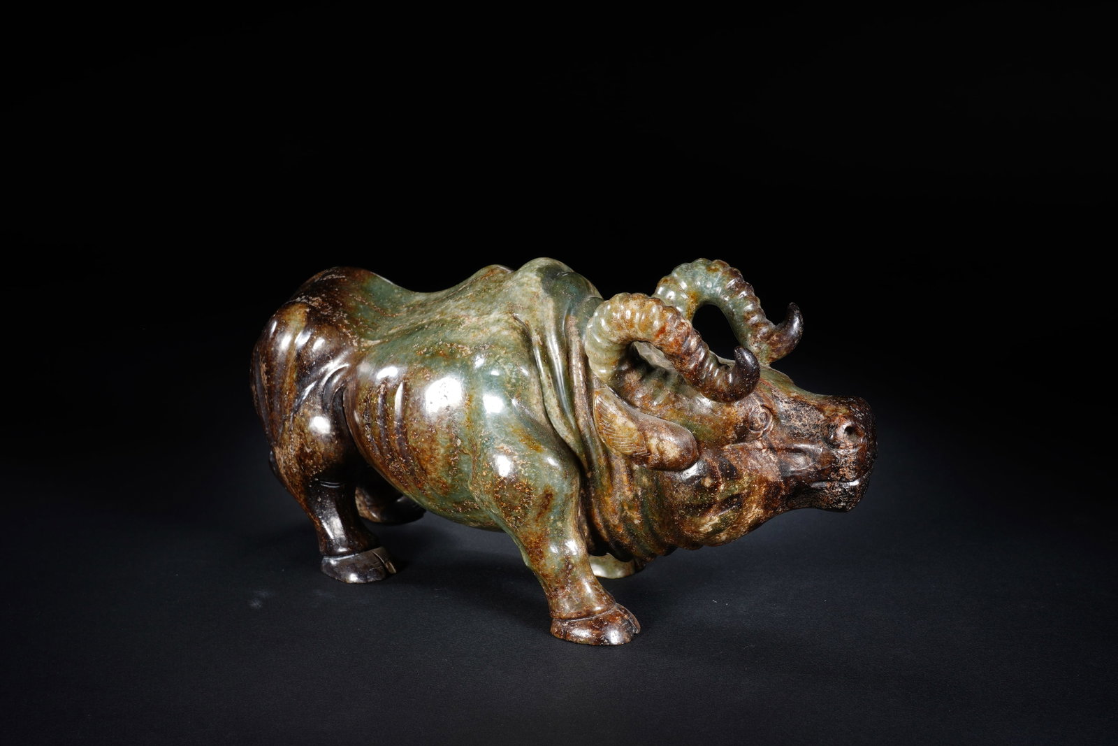 Jade Carved Ox Shape Figure - 6