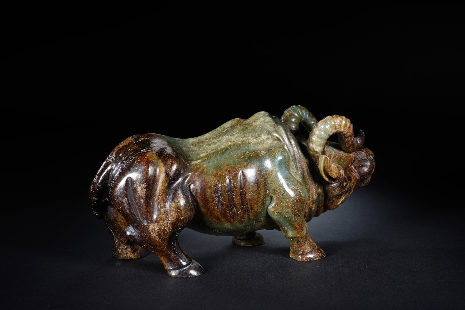 Jade Carved Ox Shape Figure - 8