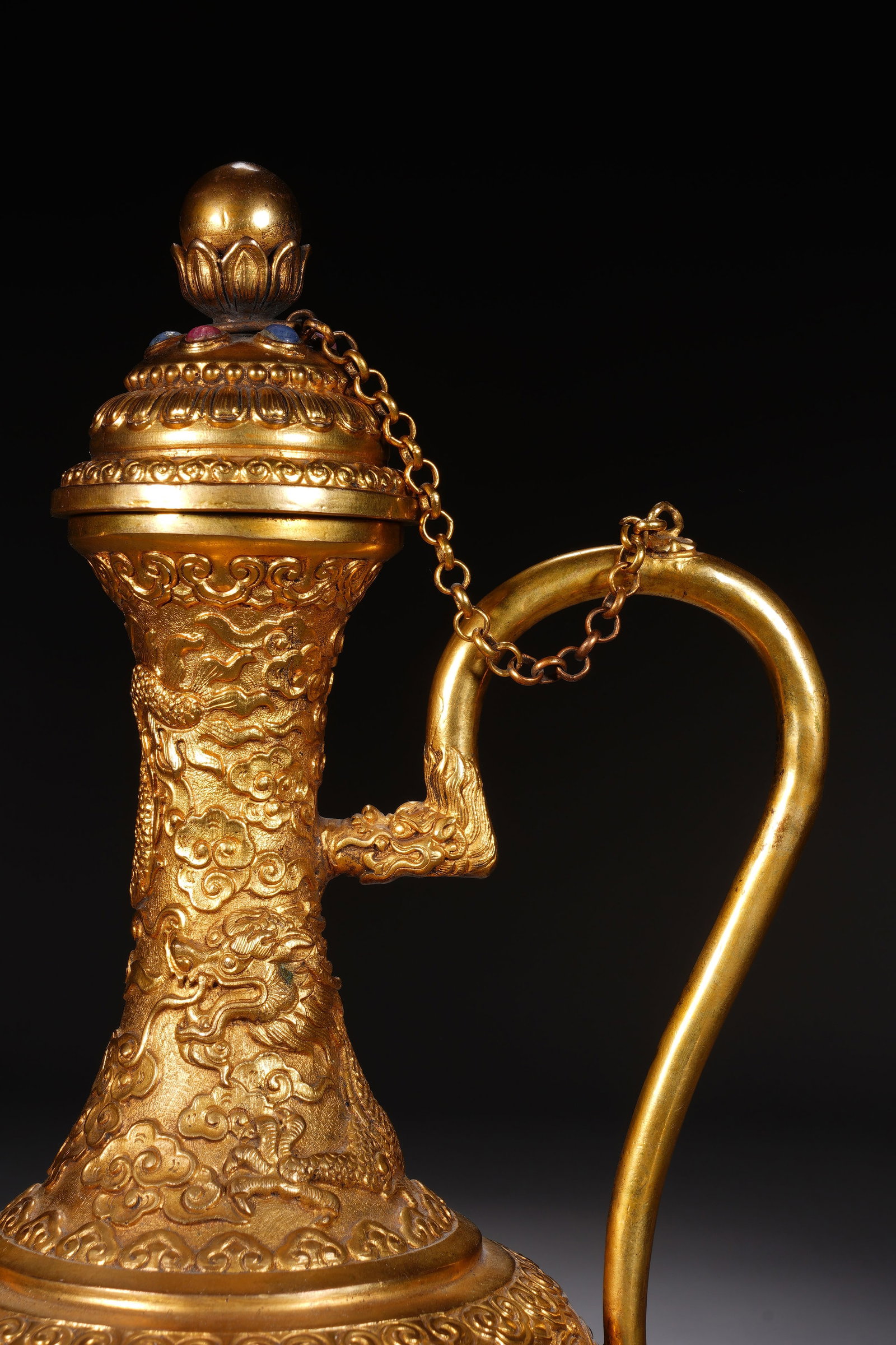 Gilt Bronze Carved Cloud and Dragon Pattern Pot - 2