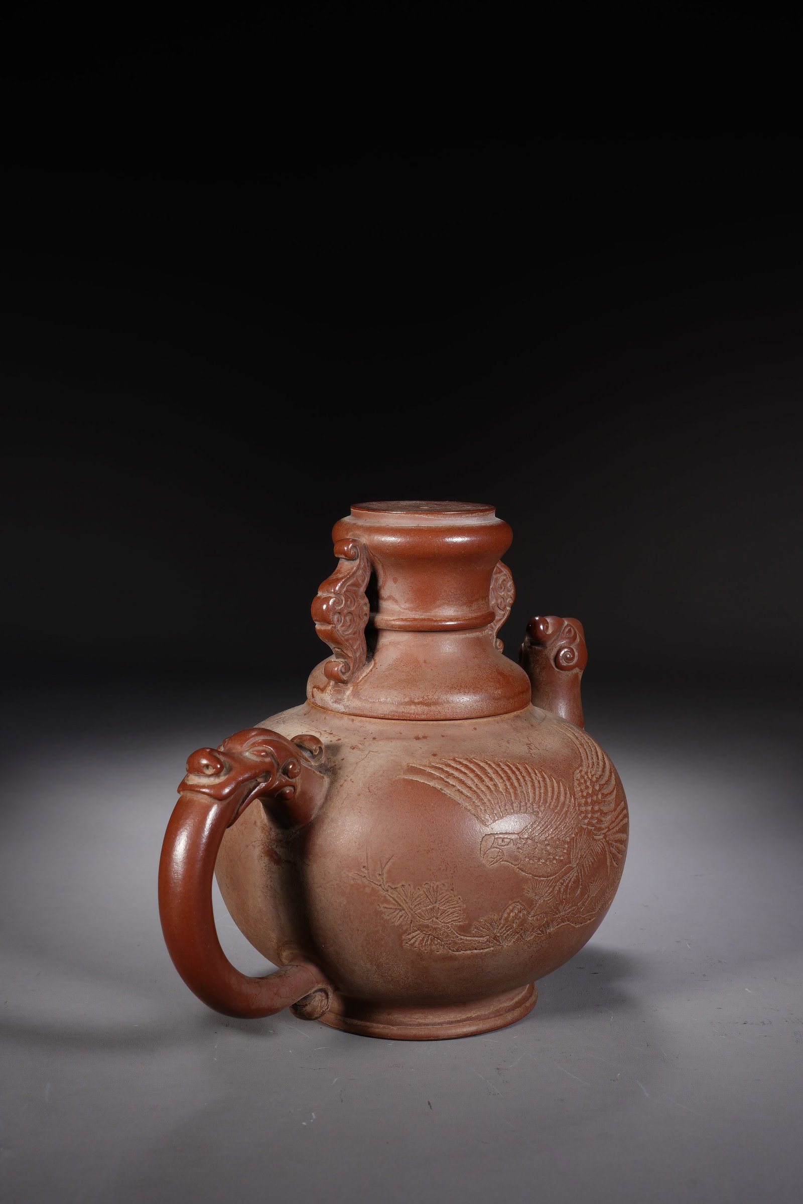 Purple Clay Carved Phoenix Pattern Teapot - 4