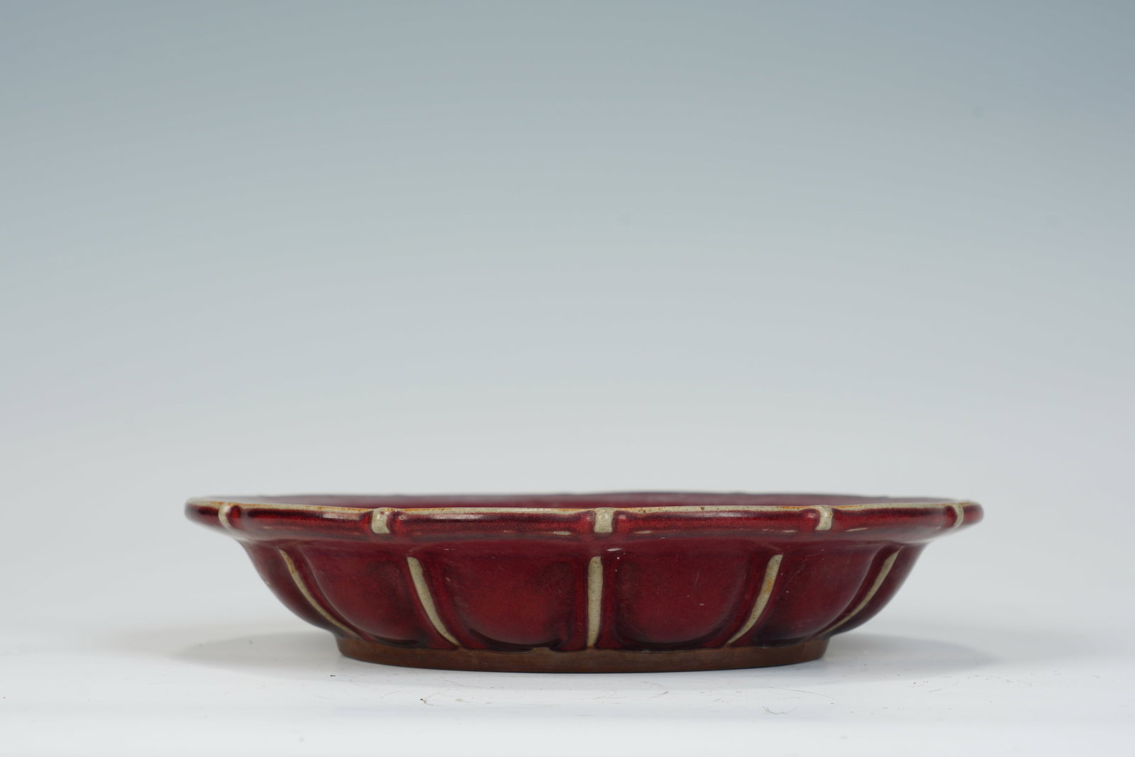 Red Glazed Porcelain Plate - 4