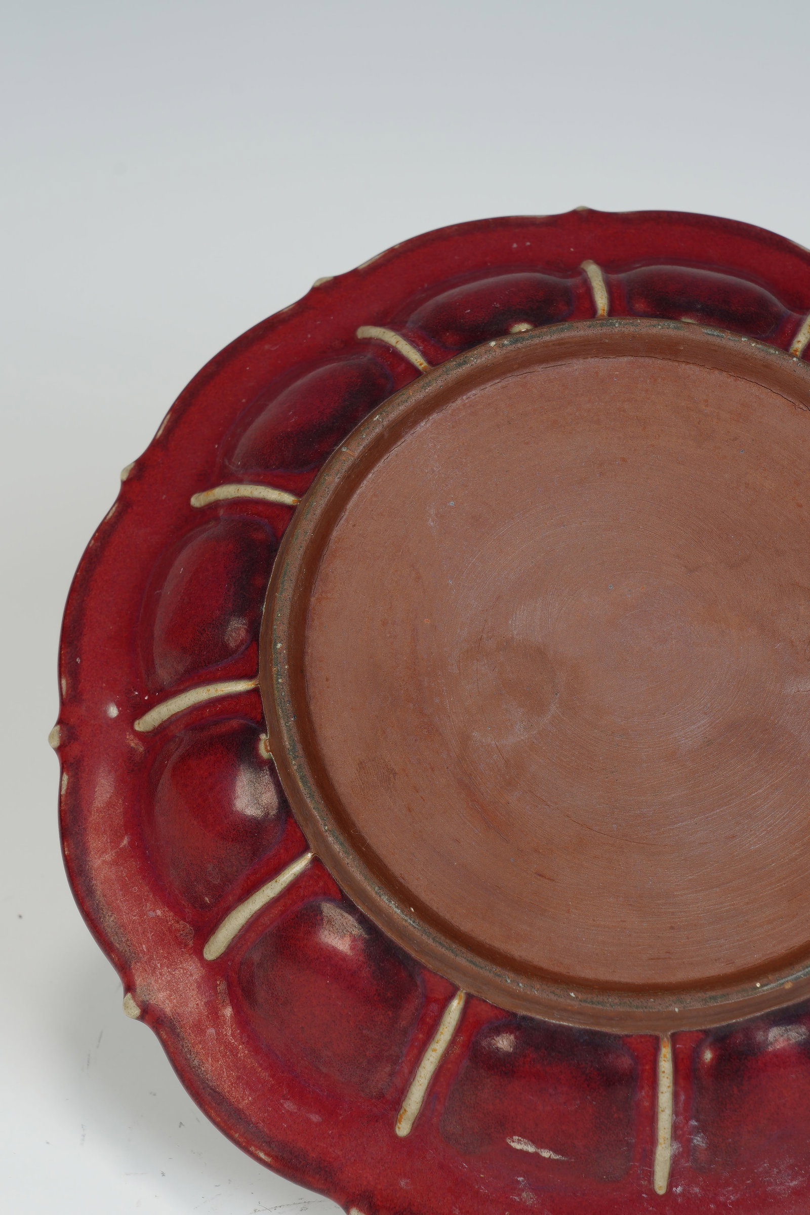 Red Glazed Porcelain Plate - 7