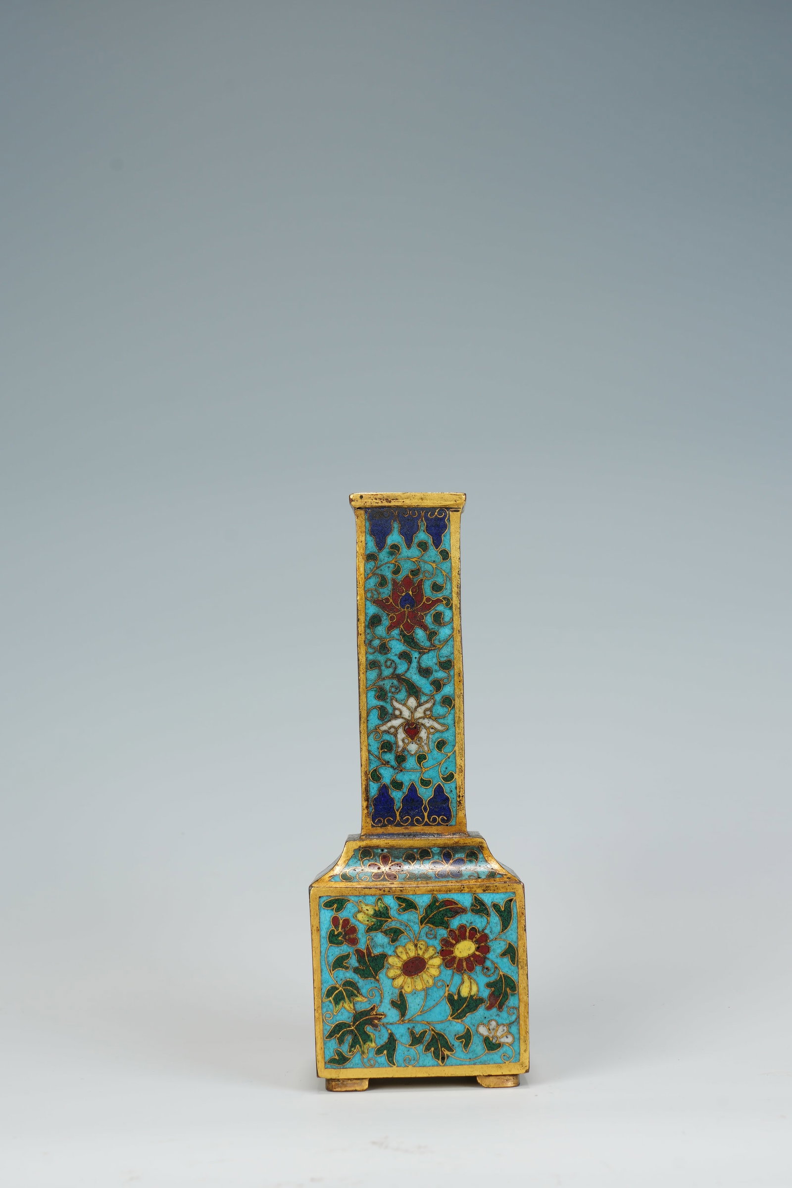 Bronze Cloisonne Carved Flower Pattern Vase - 2