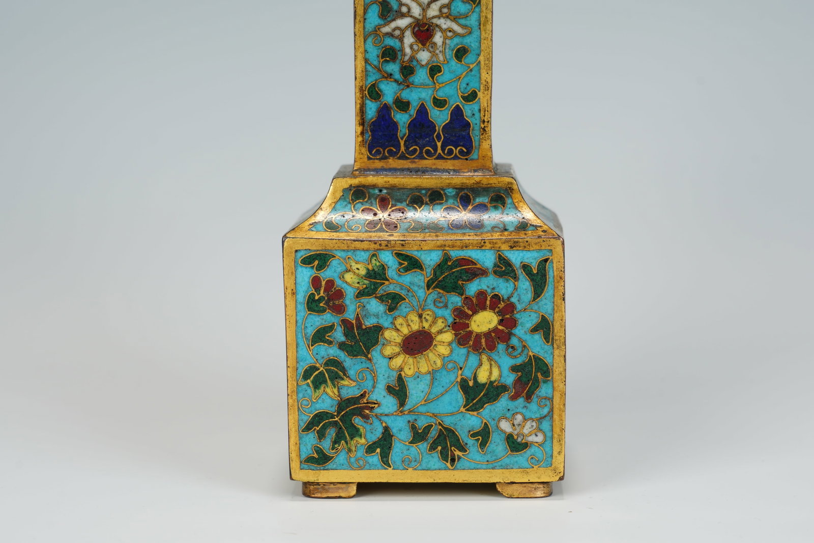 Bronze Cloisonne Carved Flower Pattern Vase - 4