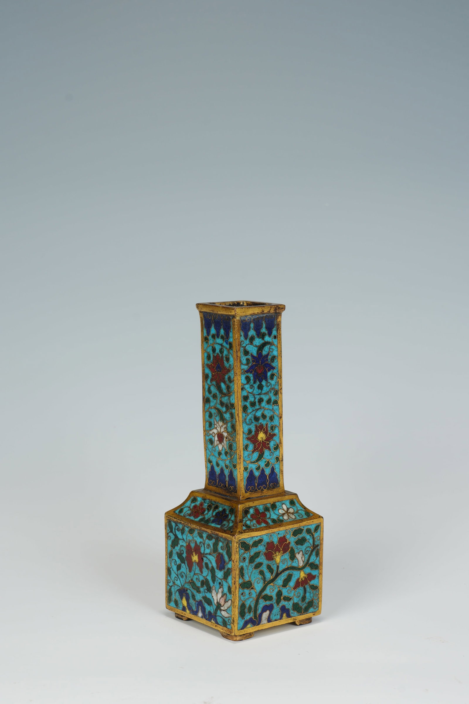 Bronze Cloisonne Carved Flower Pattern Vase - 5