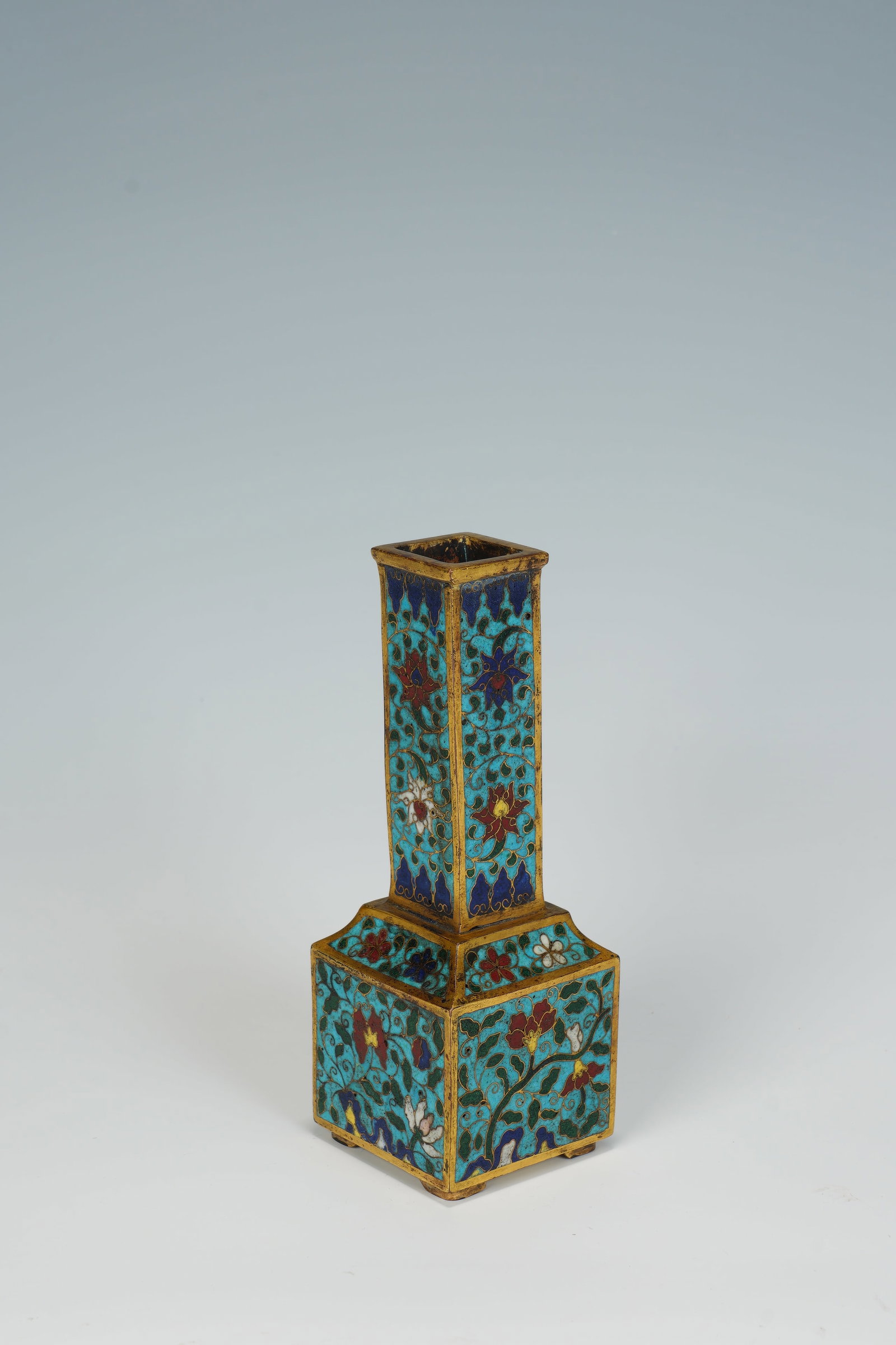 Bronze Cloisonne Carved Flower Pattern Vase - 6