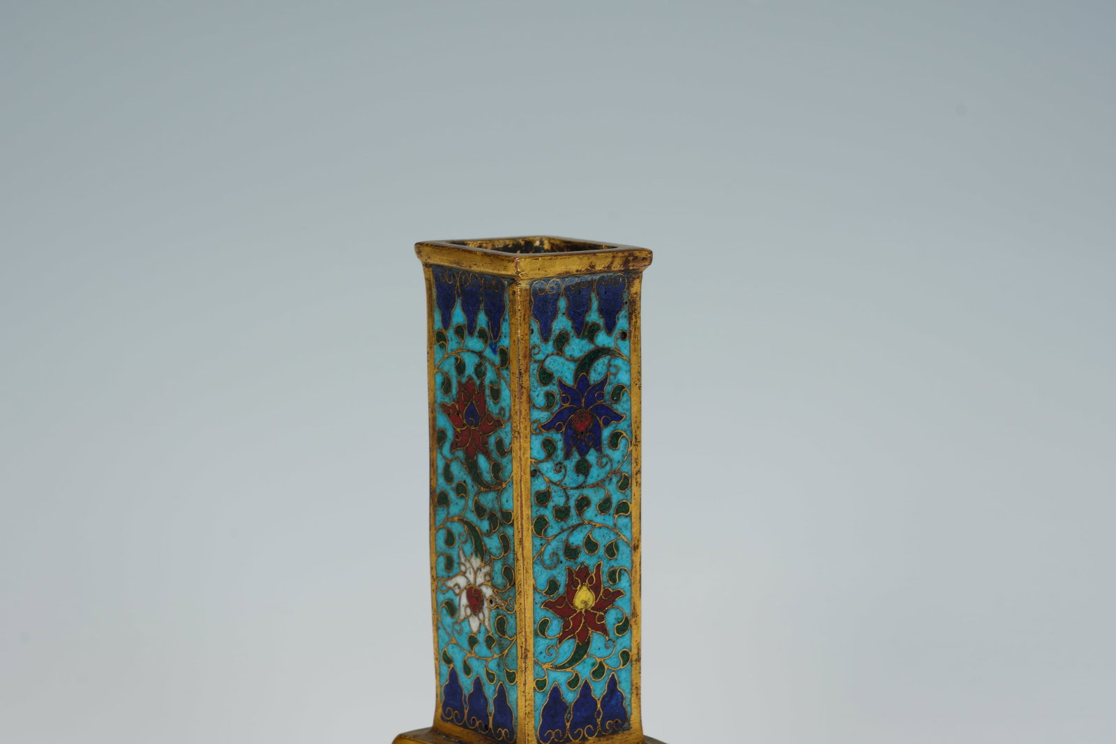Bronze Cloisonne Carved Flower Pattern Vase - 7