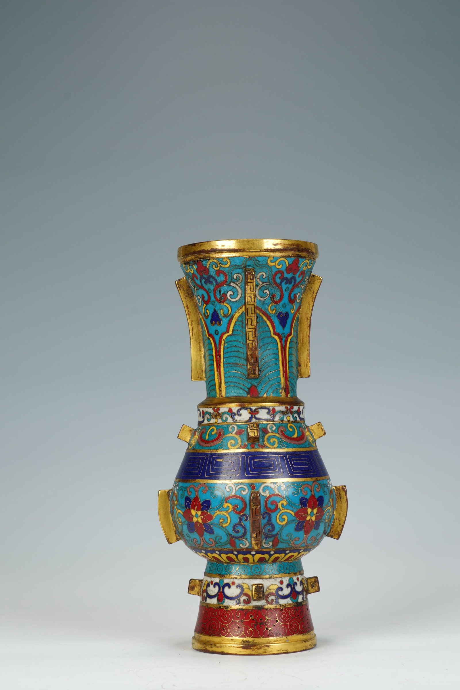 Bronze Cloisonne Carved Flower Pattern Vase - 2