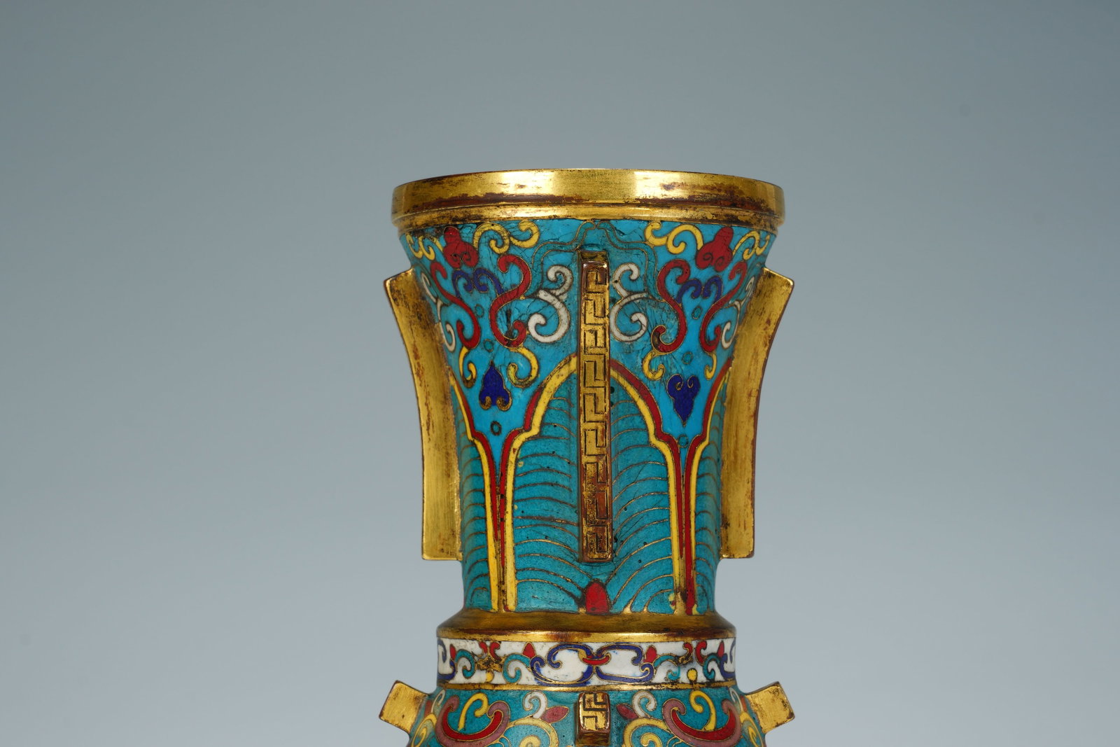 Bronze Cloisonne Carved Flower Pattern Vase - 3