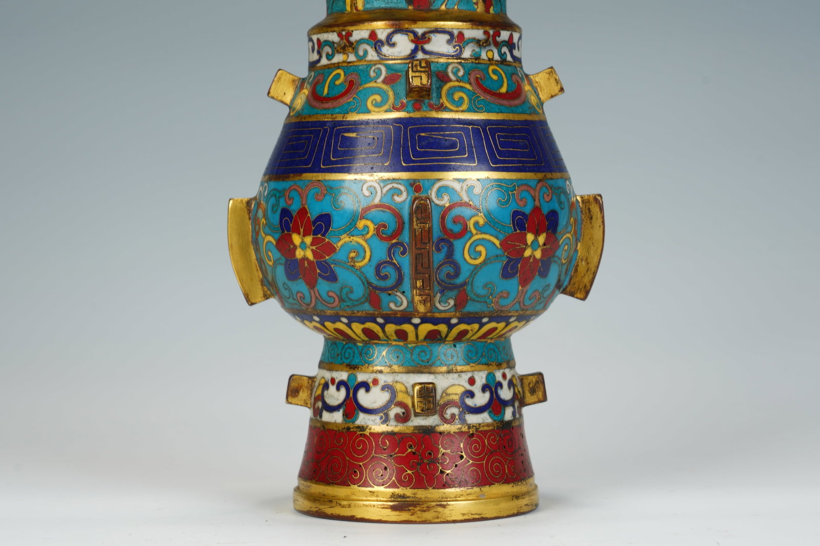 Bronze Cloisonne Carved Flower Pattern Vase - 4