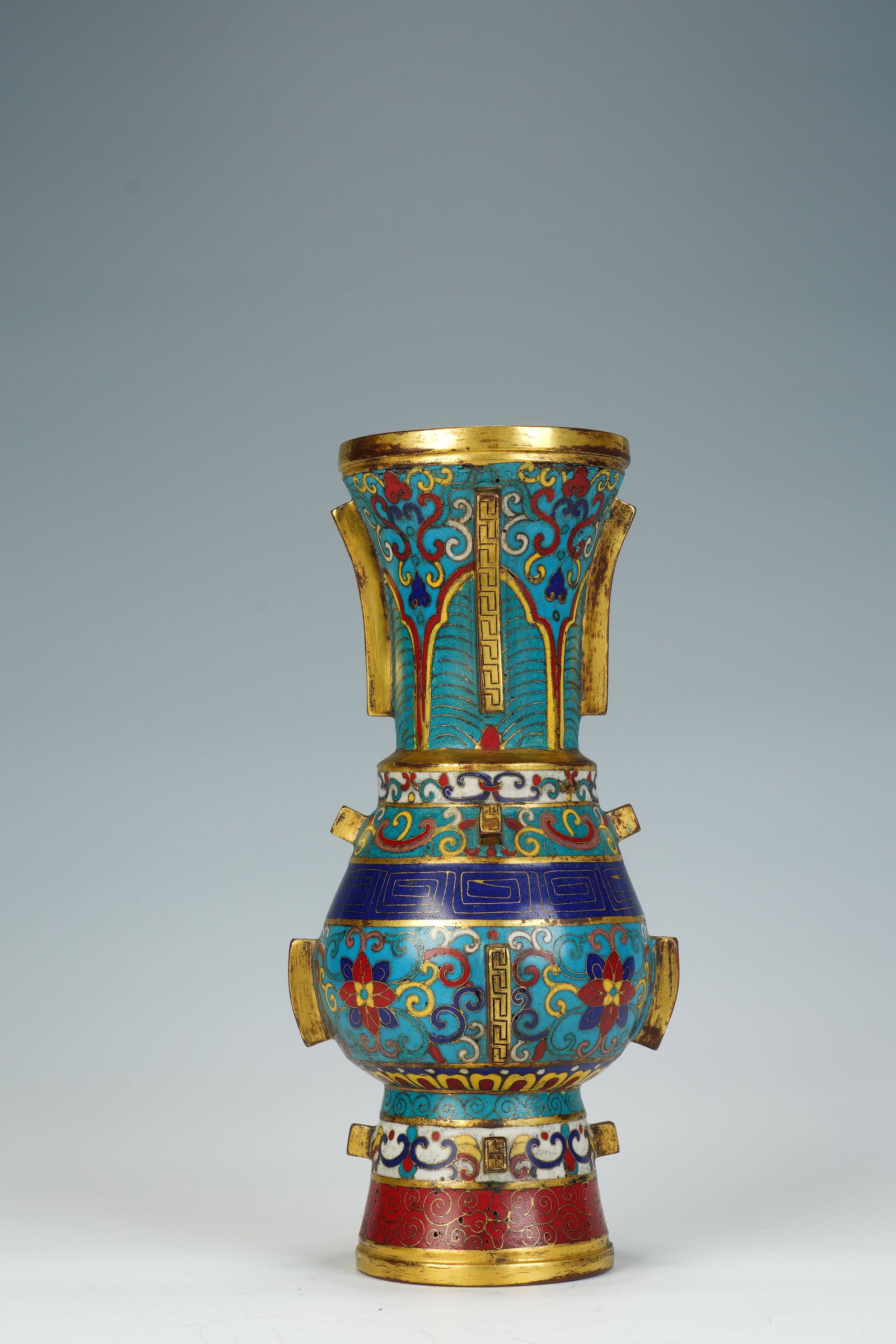 Bronze Cloisonne Carved Flower Pattern Vase - 5