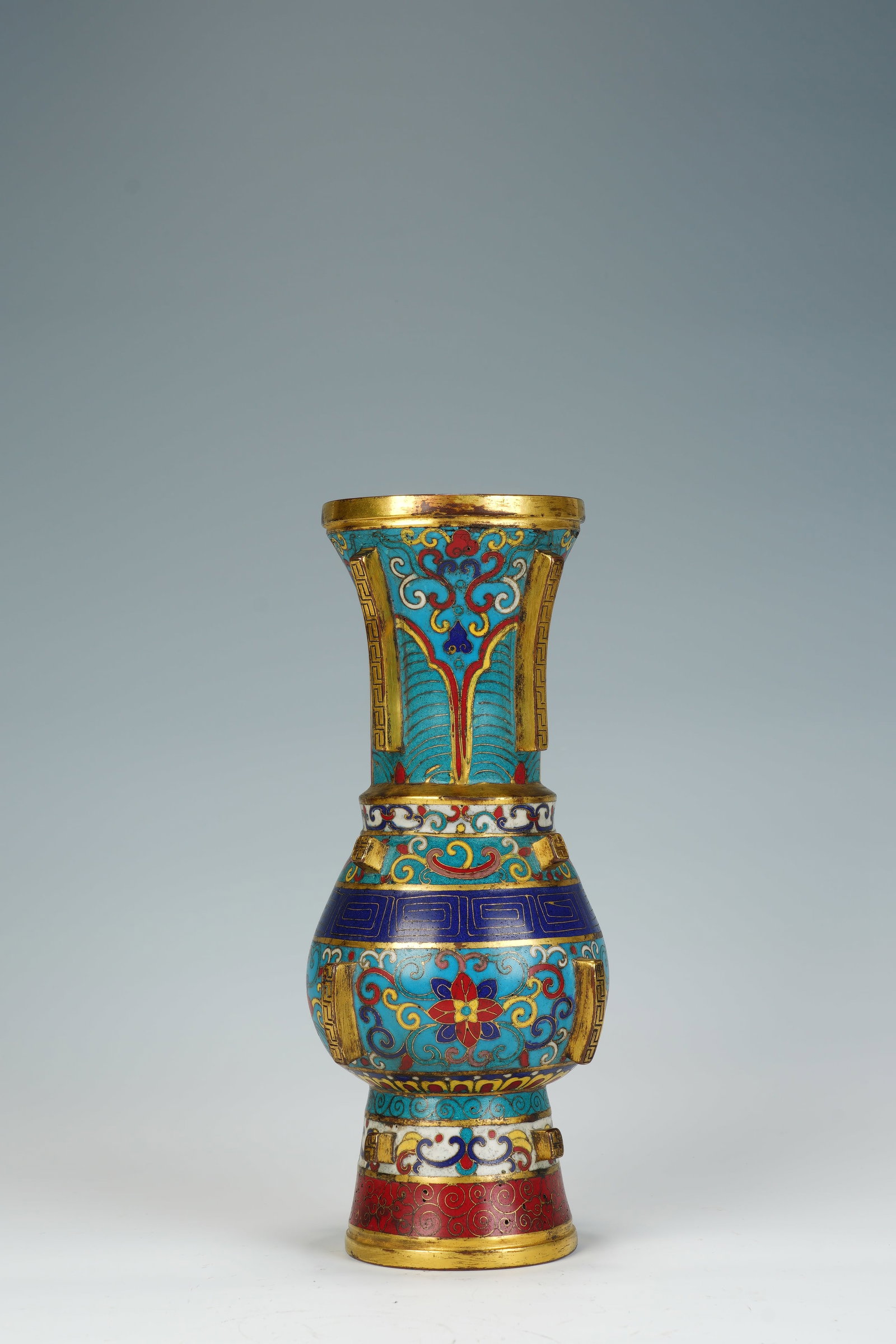 Bronze Cloisonne Carved Flower Pattern Vase - 6
