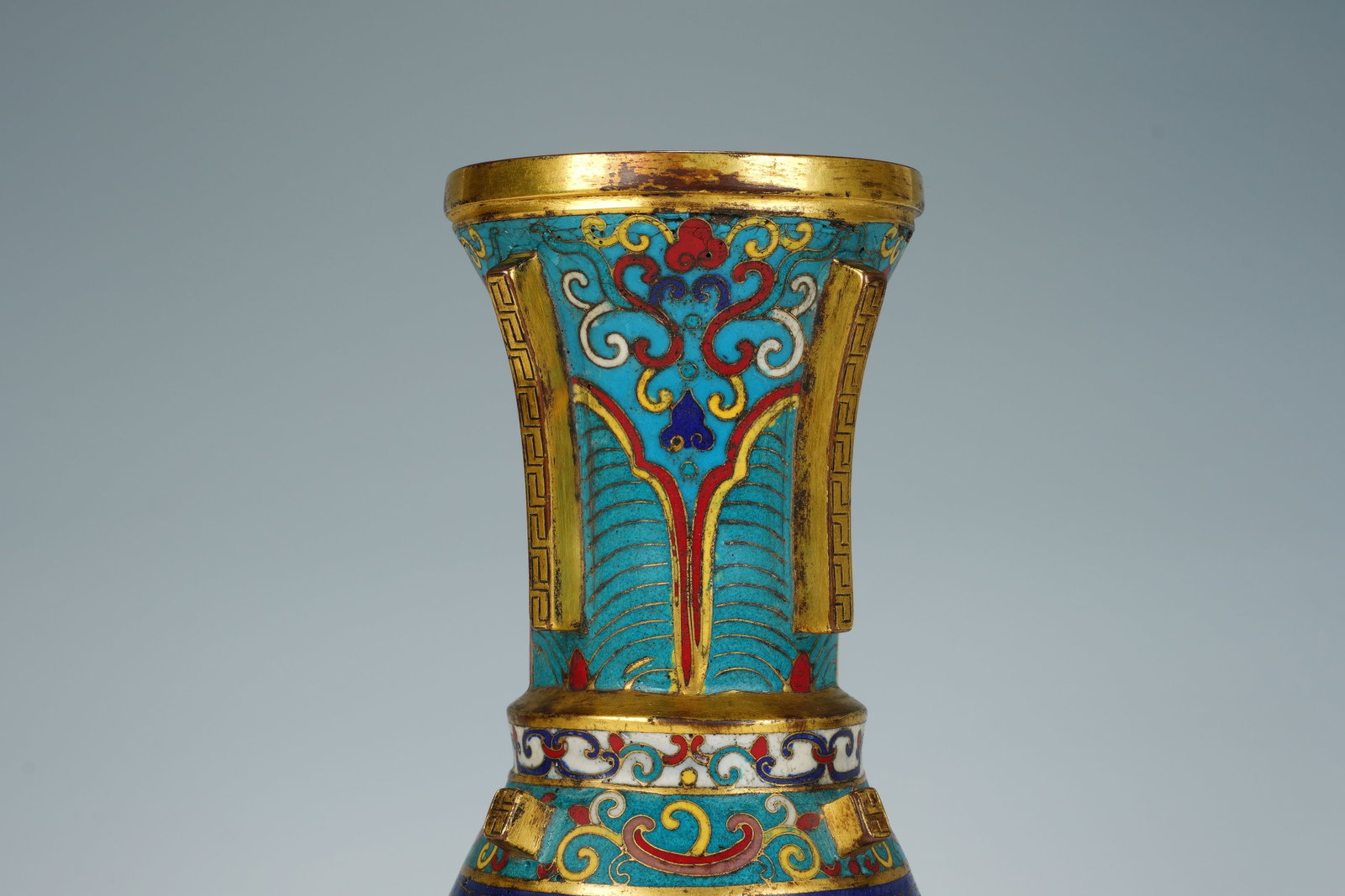 Bronze Cloisonne Carved Flower Pattern Vase - 7