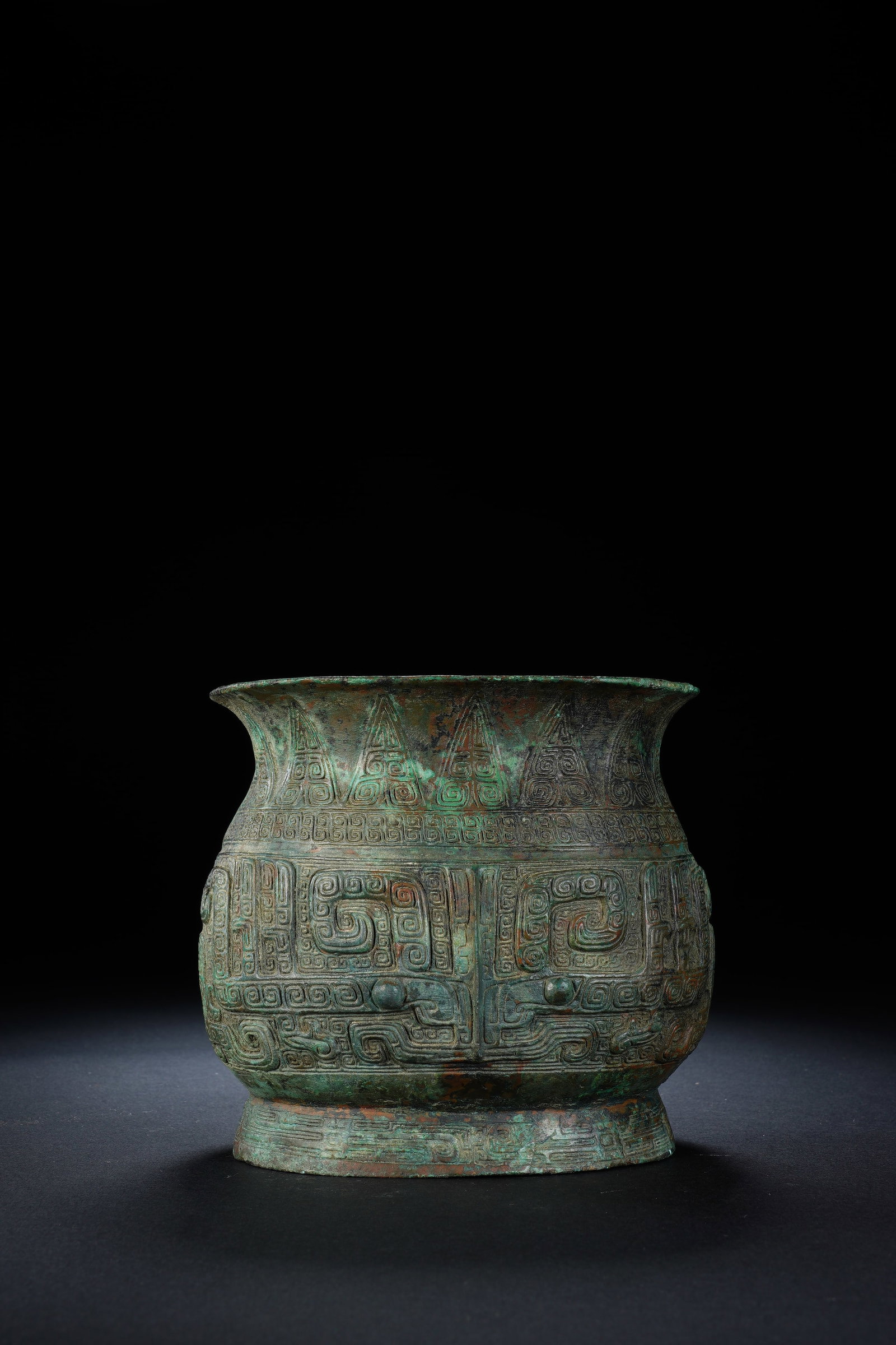 Chinese Bronze Carved Beast Face Pattern Pot - 2