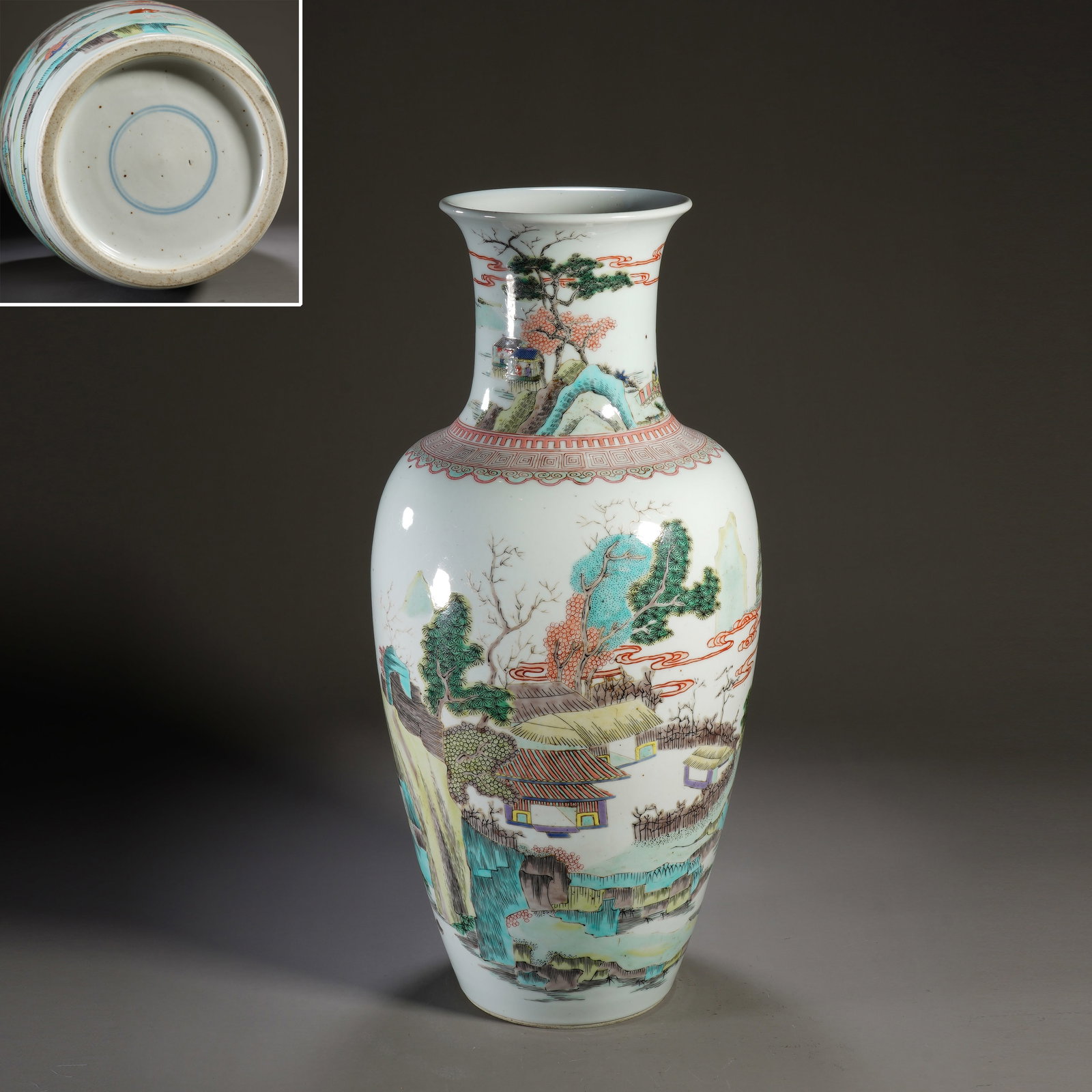 Wucai Landscape and Character Story Pattern Porcelain Vase: Wucai Landscape and Character Story Pattern Porcelain Vase (19 x 44cm)