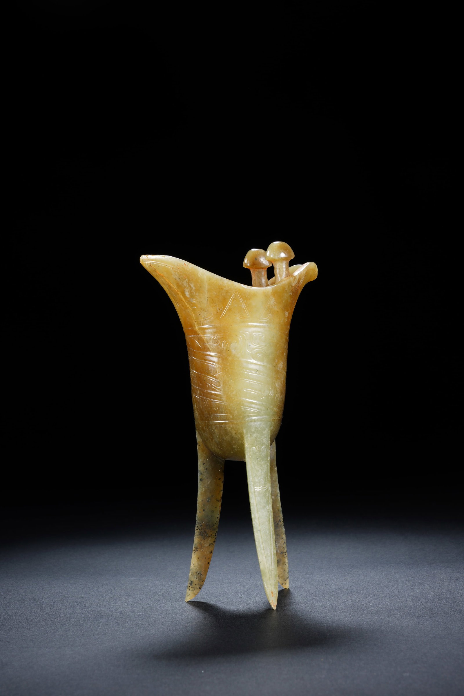 Jade Carved Beast Face Pattern Jue Cup - 2