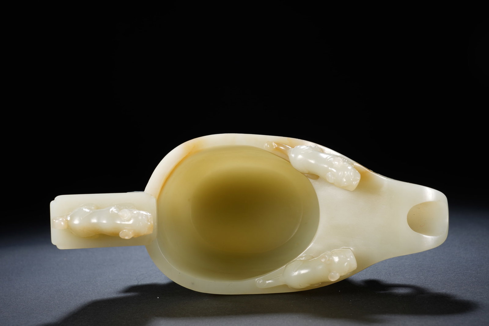 Jade Carved Beast Face Pattern Dragon Head Shape Cup - 10