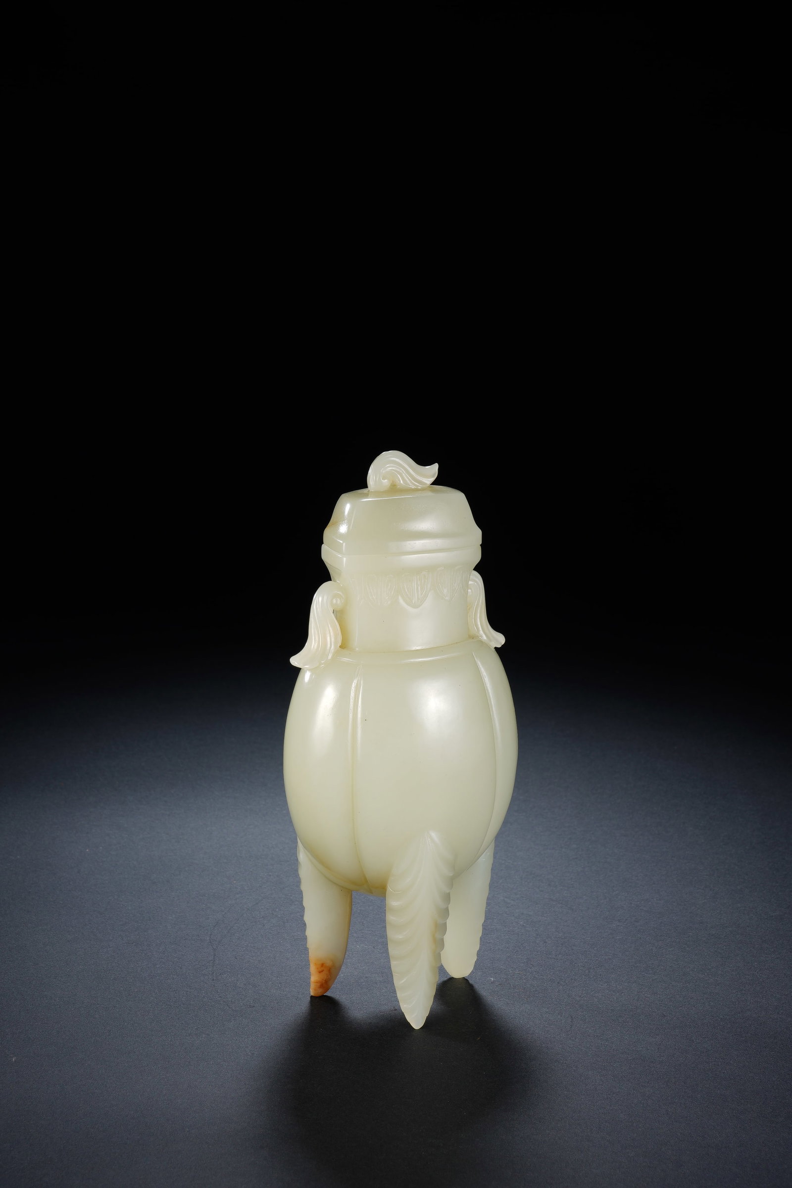 Jade Carved Flower Pattern Double Ears Vase - 2