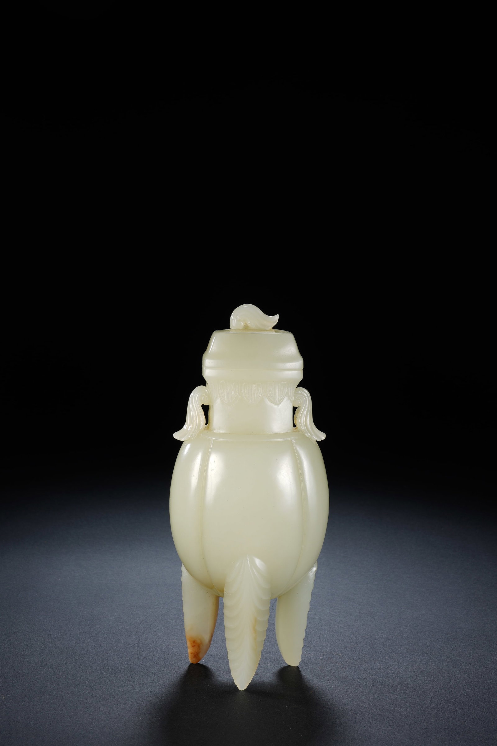Jade Carved Flower Pattern Double Ears Vase - 5