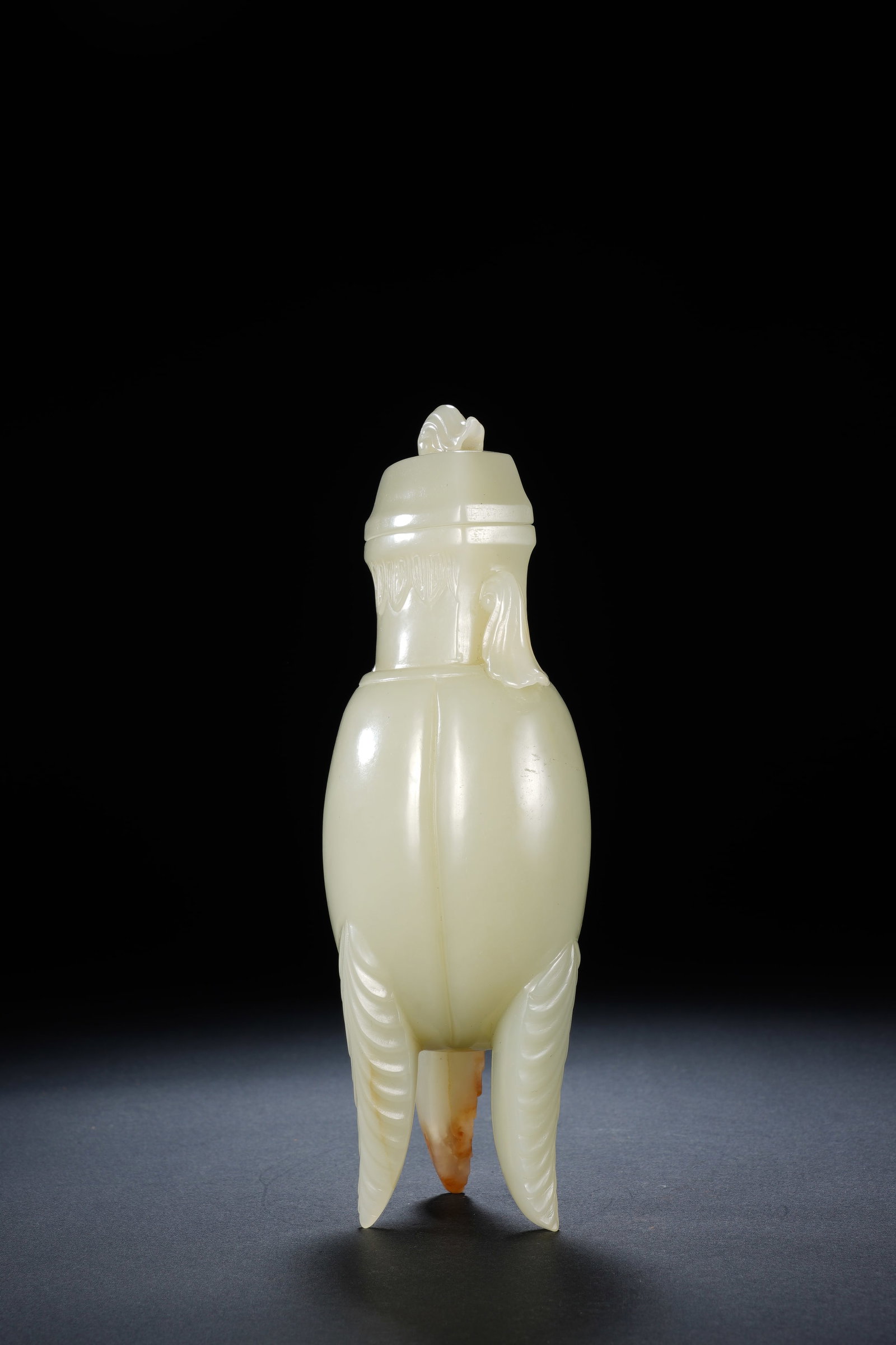 Jade Carved Flower Pattern Double Ears Vase - 6