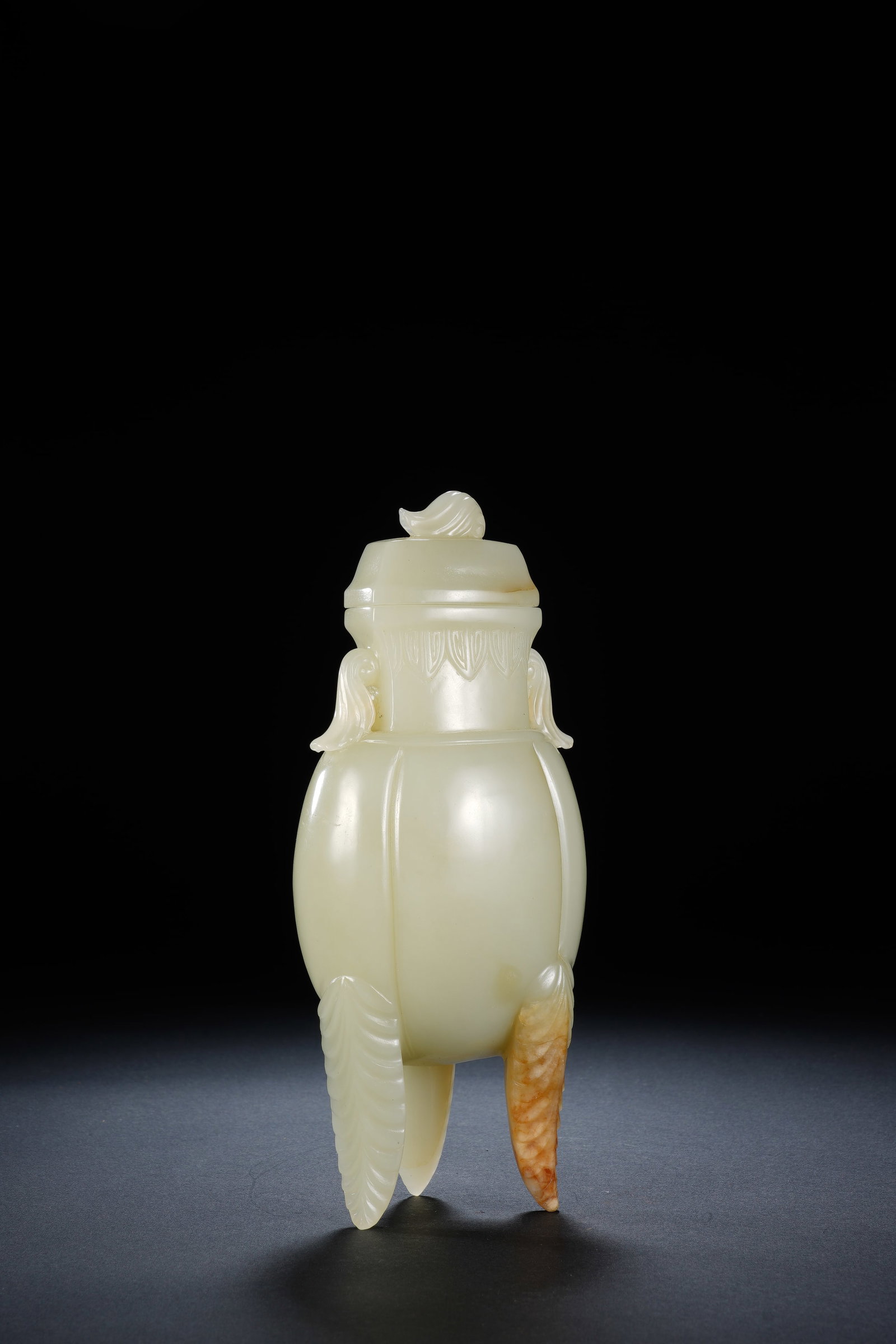 Jade Carved Flower Pattern Double Ears Vase - 7