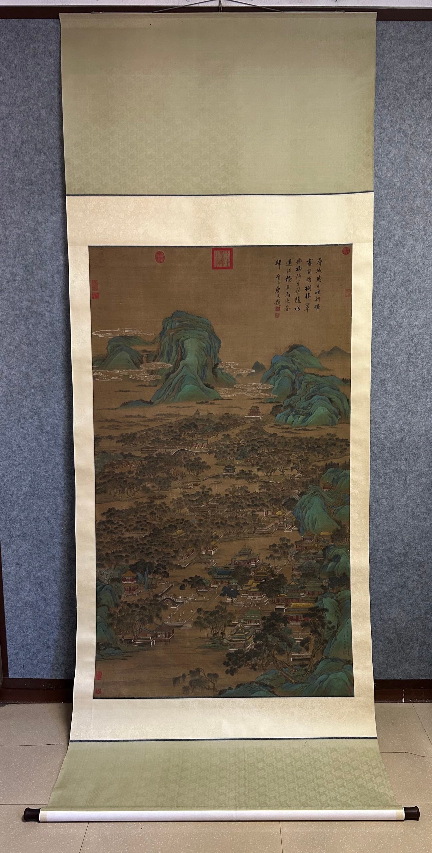 Chinese Drawing Landscape Painting,Qiu Ying Mark: Chinese Drawing Landscape Painting,Qiu Ying Mark (100 x 171cm)