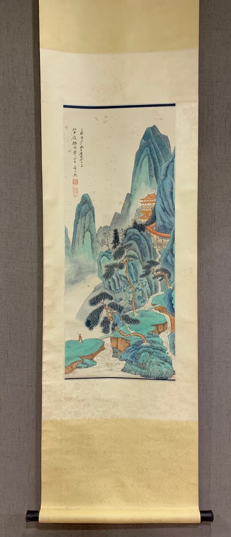 Chinese Drawing Landscape Painting,Zhang Daqian Mark: Chinese Drawing Landscape Painting,Zhang Daqian Mark (90 x 37cm)