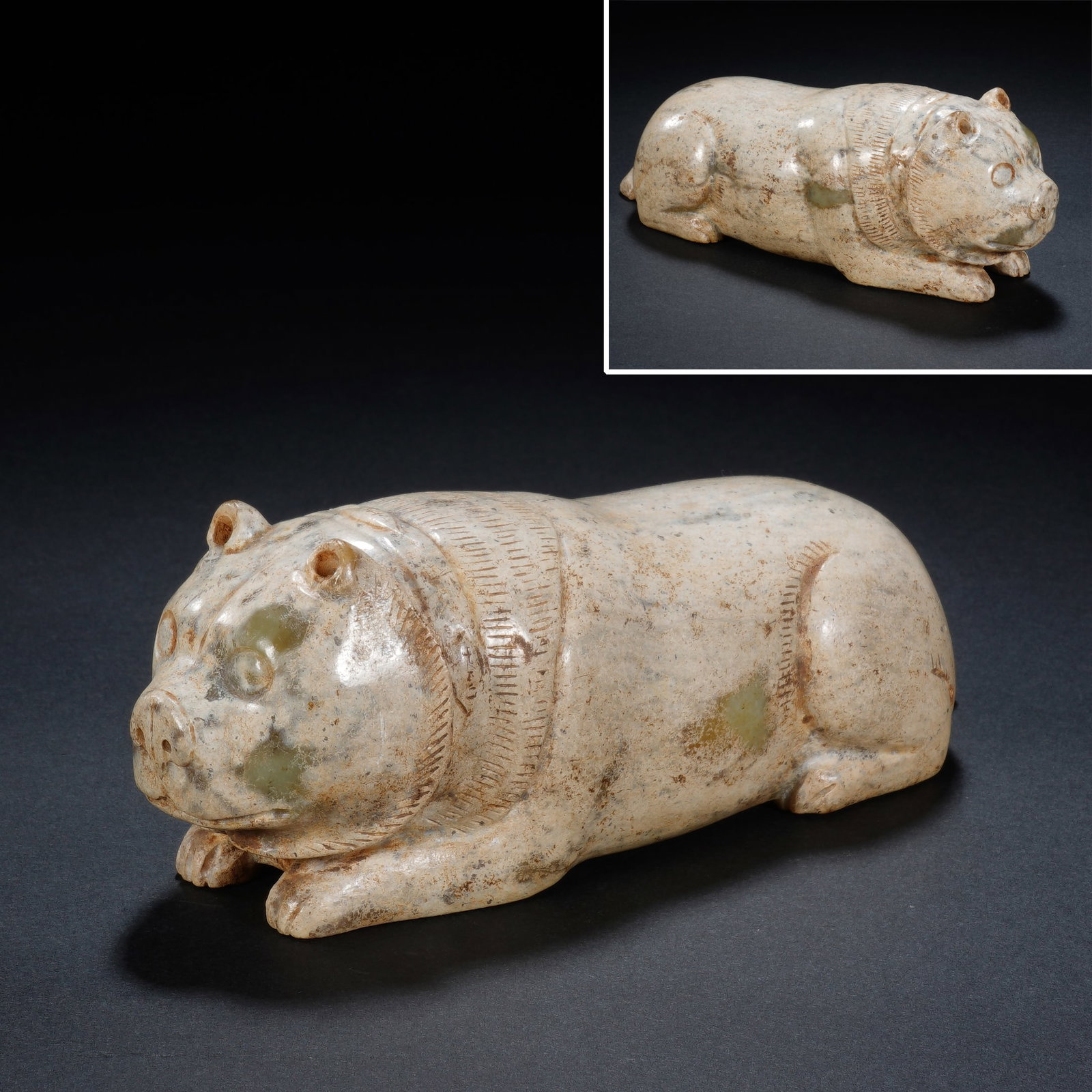 Jade Carved Bear Shape Figure: Jade Carved Bear Shape Figure (14 x 5 x 5cm,Weight 549g)