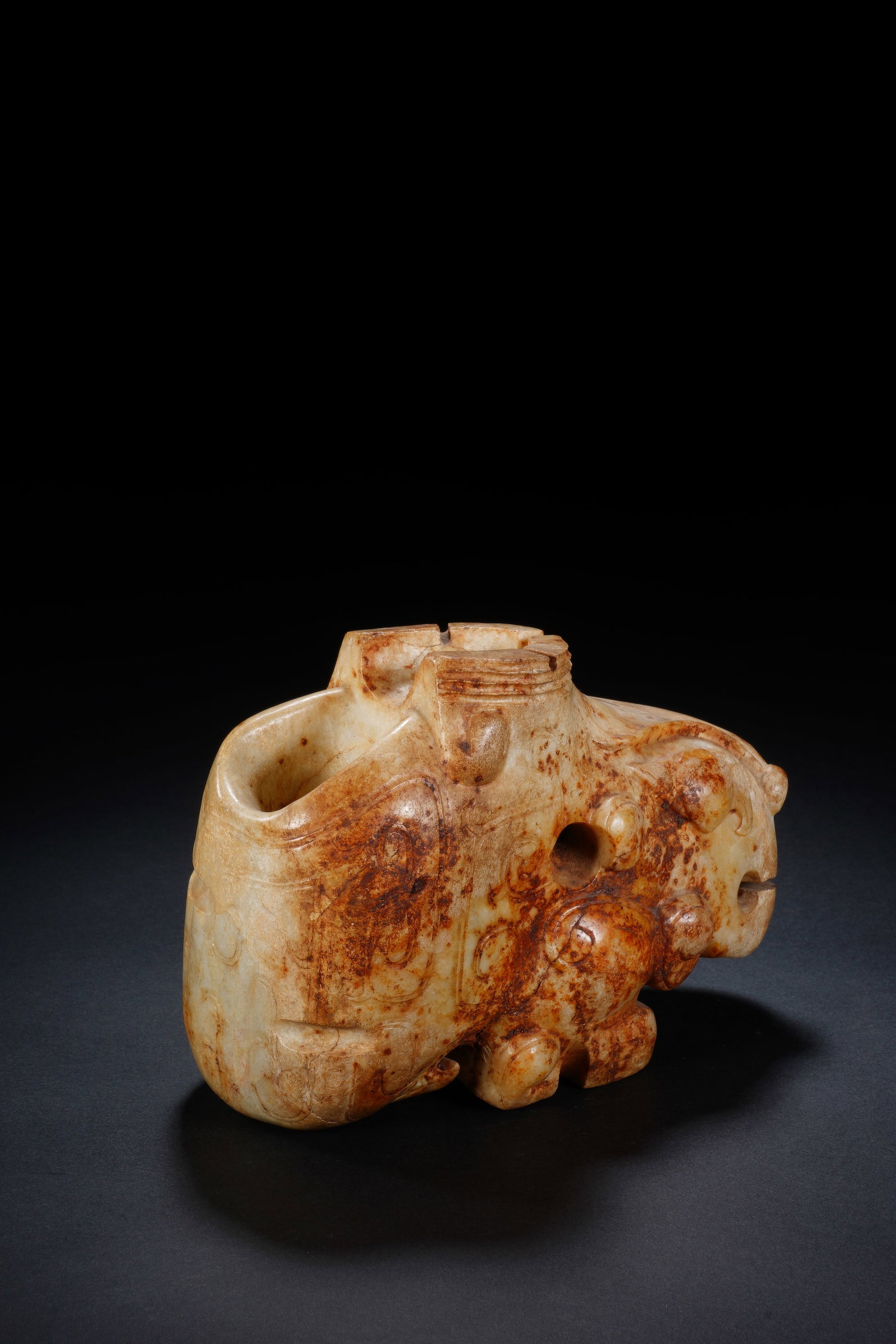 Jade Carved Beast Face Pattern Beast Shape Ornament - 5