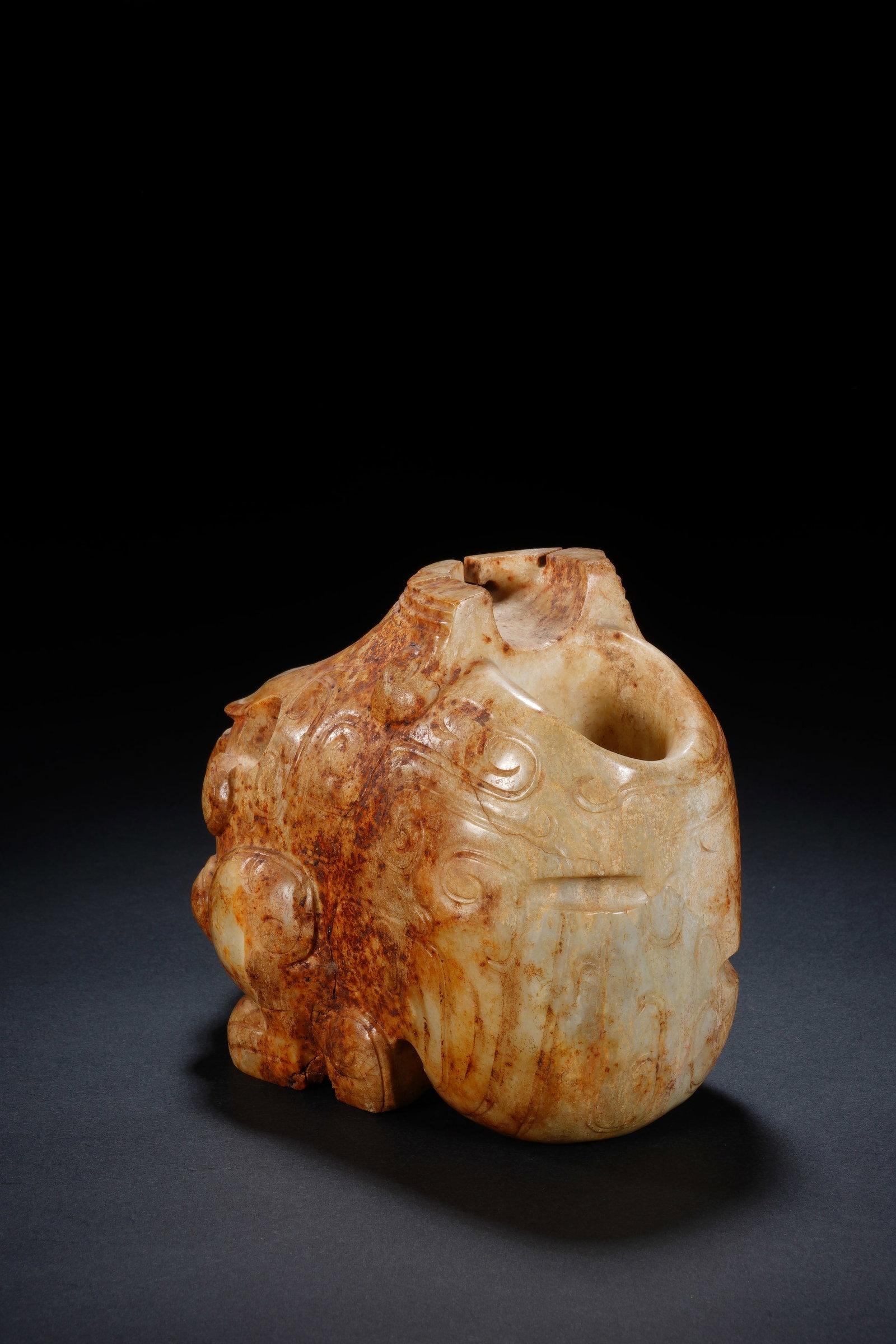 Jade Carved Beast Face Pattern Beast Shape Ornament - 7