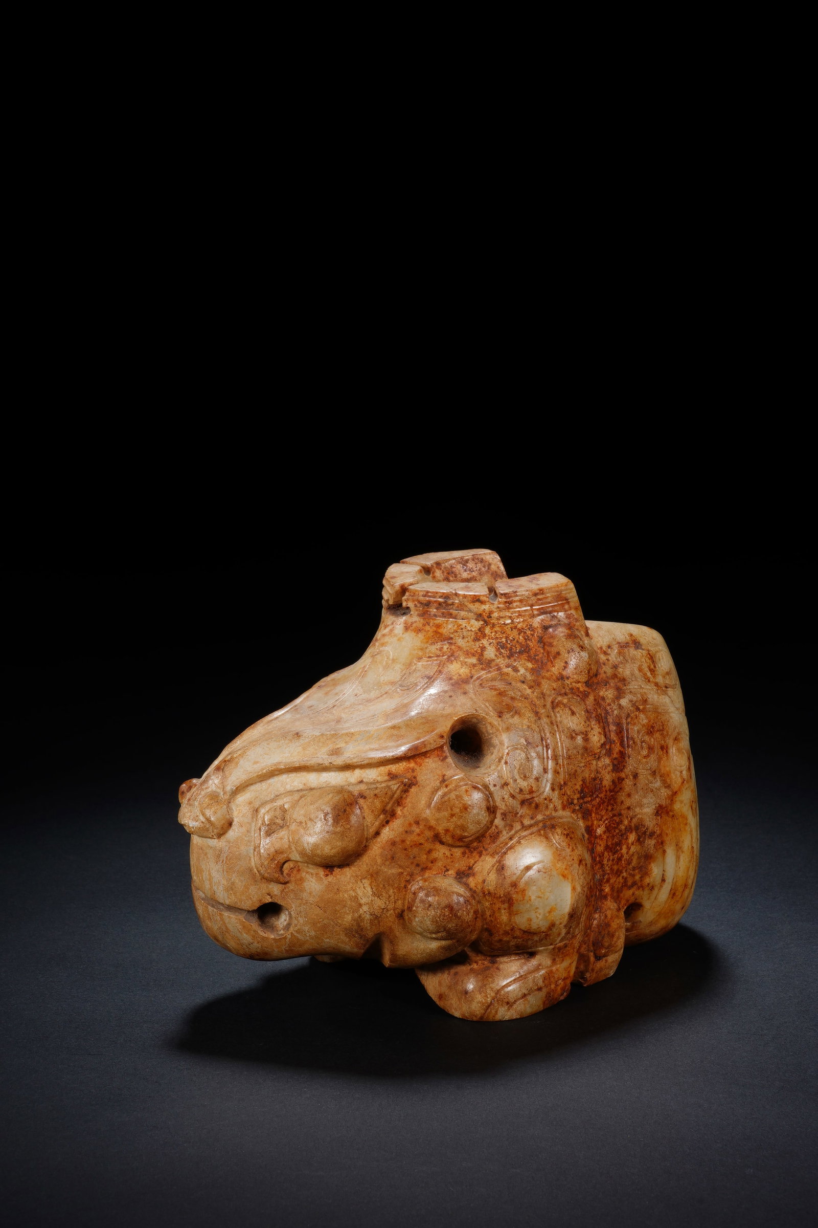 Jade Carved Beast Face Pattern Beast Shape Ornament - 8