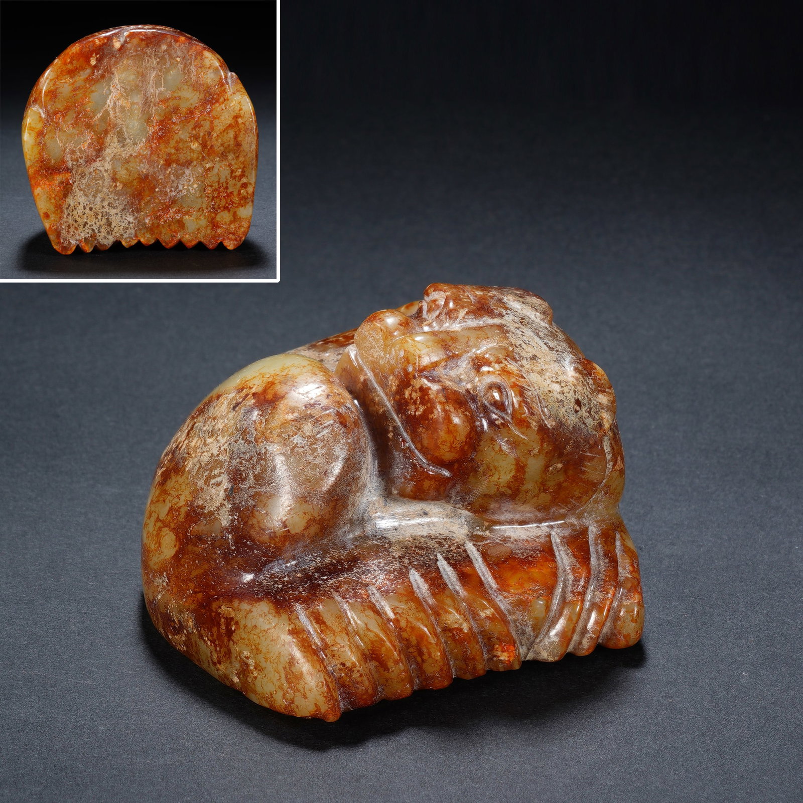 Jade Carved Beast Shape Ornament: Jade Carved Beast Shape Ornament (6.5 x 6.5 x 5cm,Weight 301g)