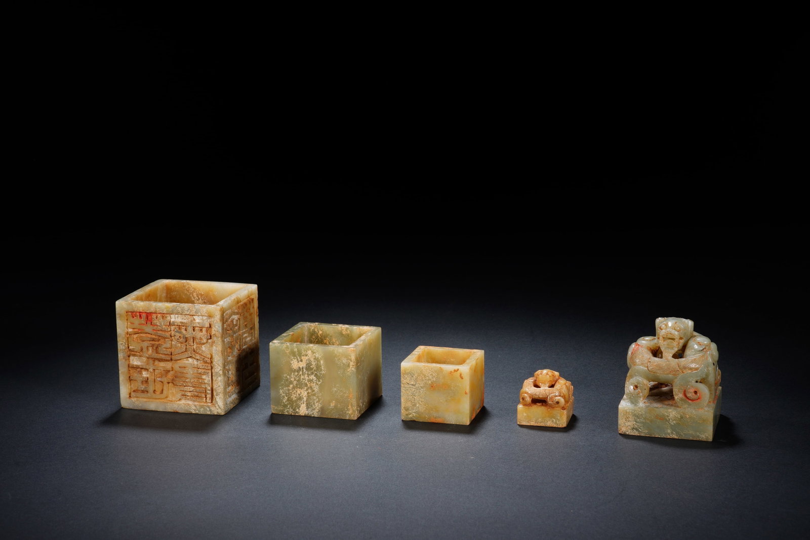 Jade Carved Chi Dragon Shape Stone Seal - 5