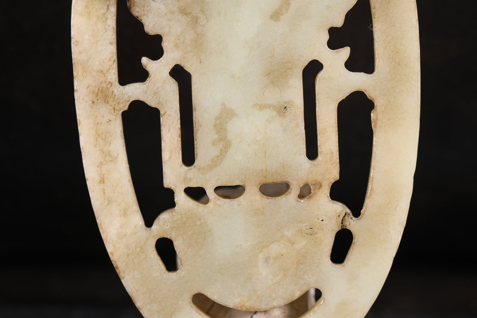 Jade Carved Beast Face and Bird Pattern Character Shape Bi - 8