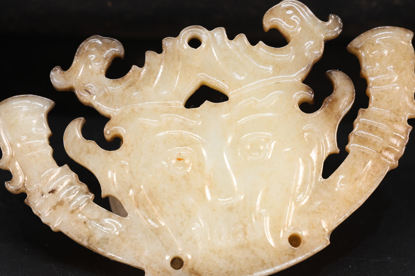 Jade Carved Beast Face and Character Face Pattern Bi - 9