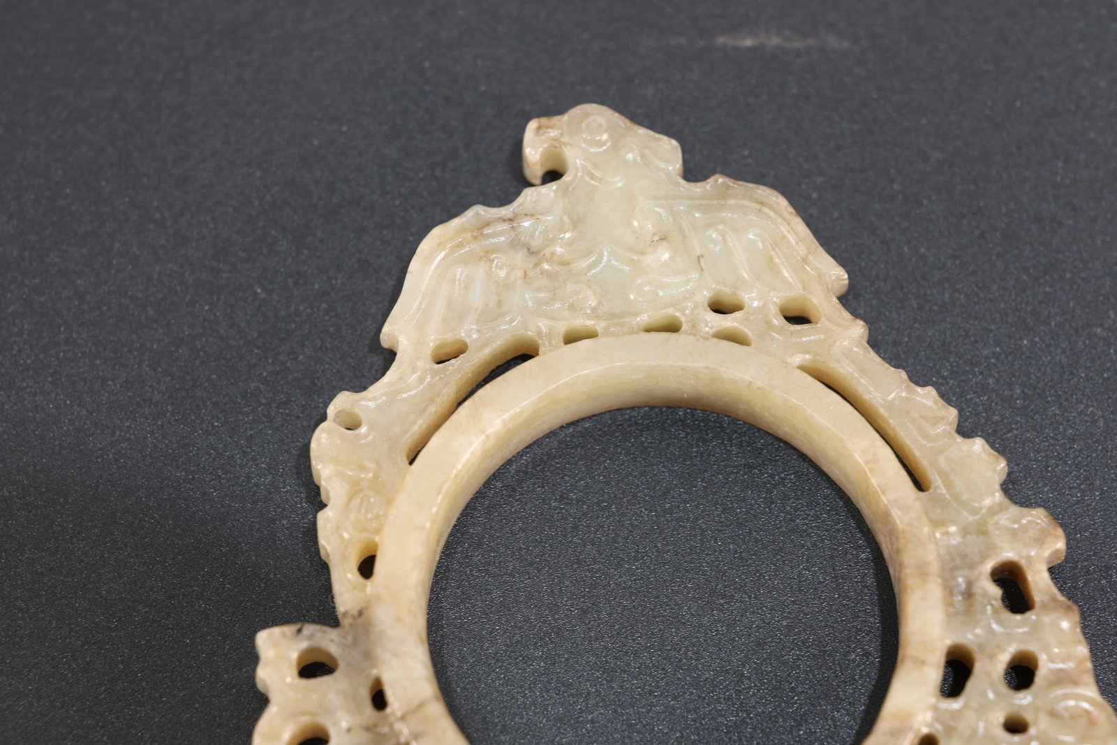 Jade Carved Beast Face and Bird Pattern Bird Shape Bi - 6