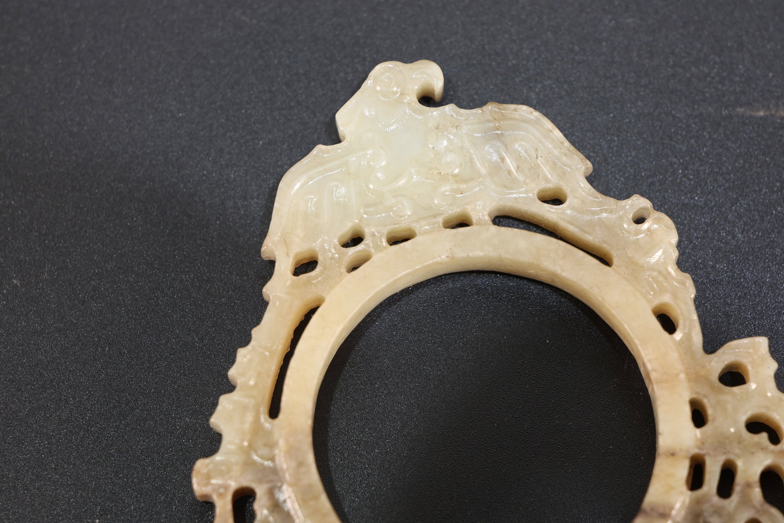 Jade Carved Beast Face and Bird Pattern Bird Shape Bi - 8