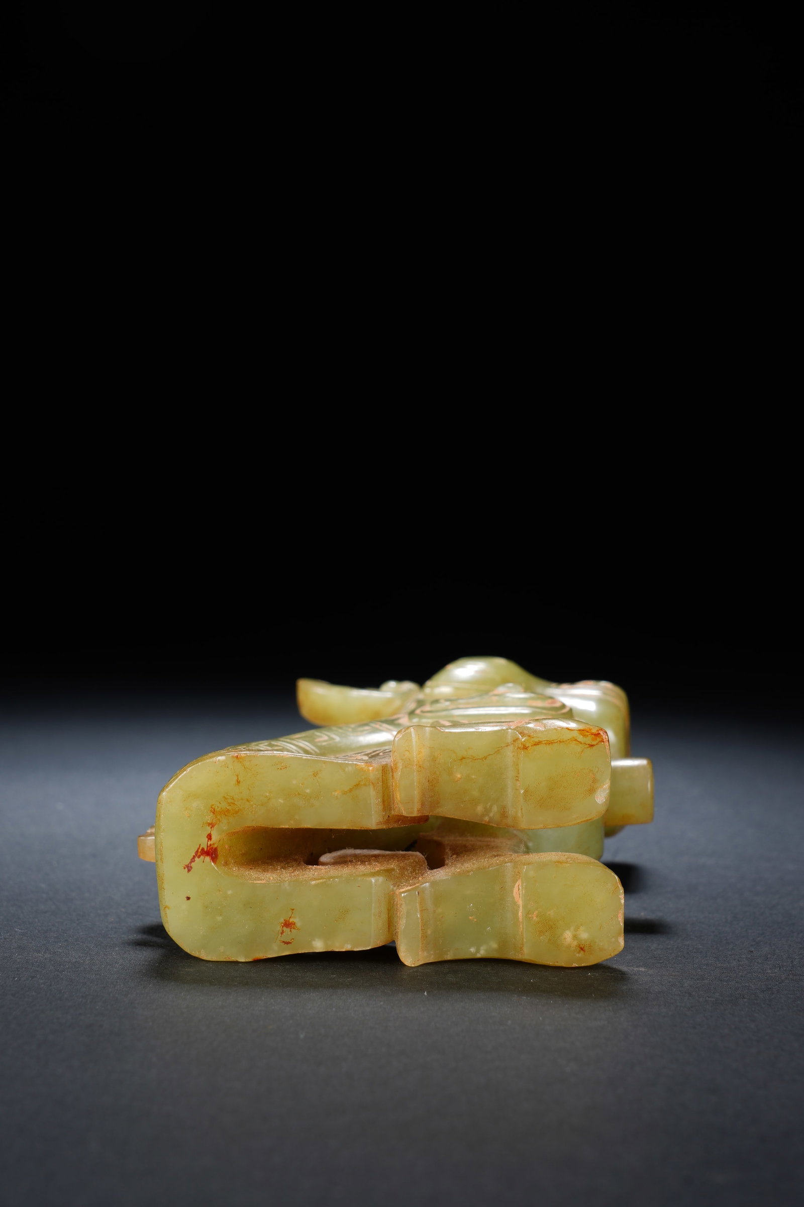 Jade Carved Beast Face Pattern Dragon Shape Ornament - 9
