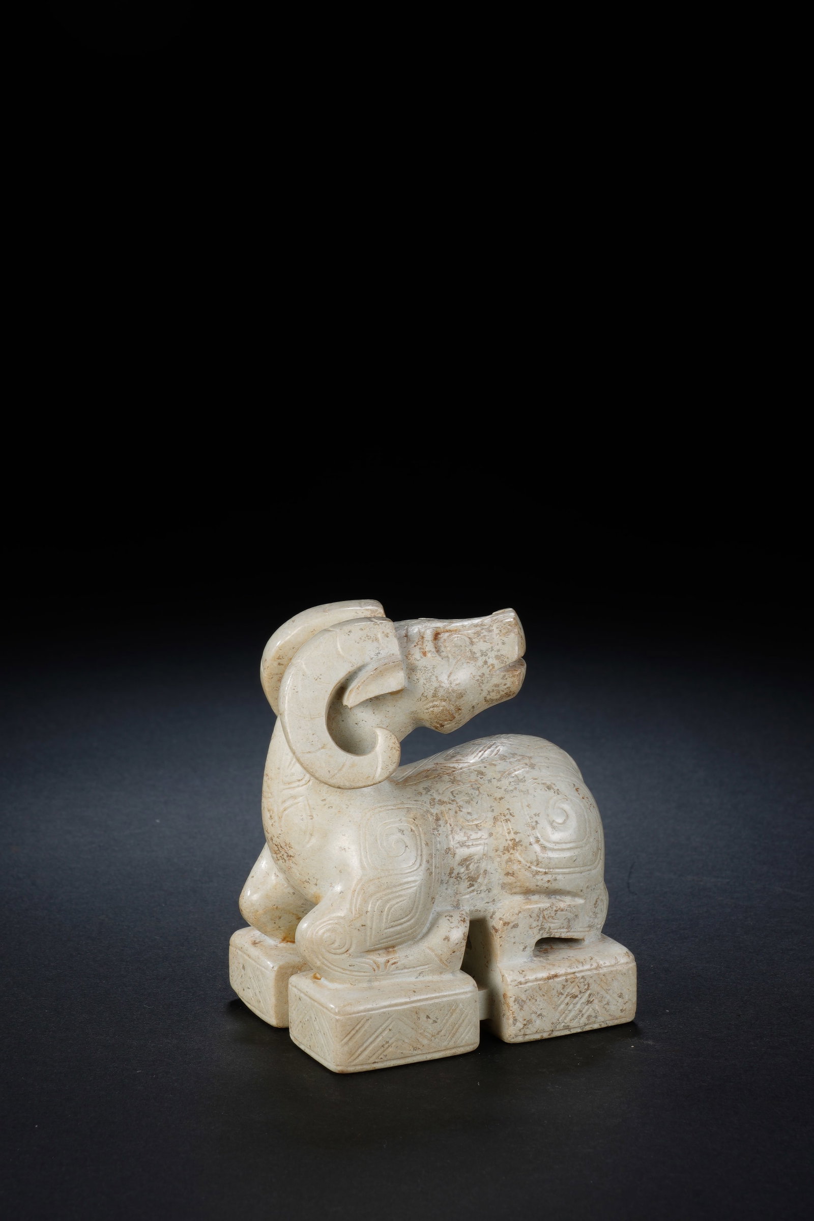 Jade Carved Beast Face Pattern Ram Shape Stone Seal - 3