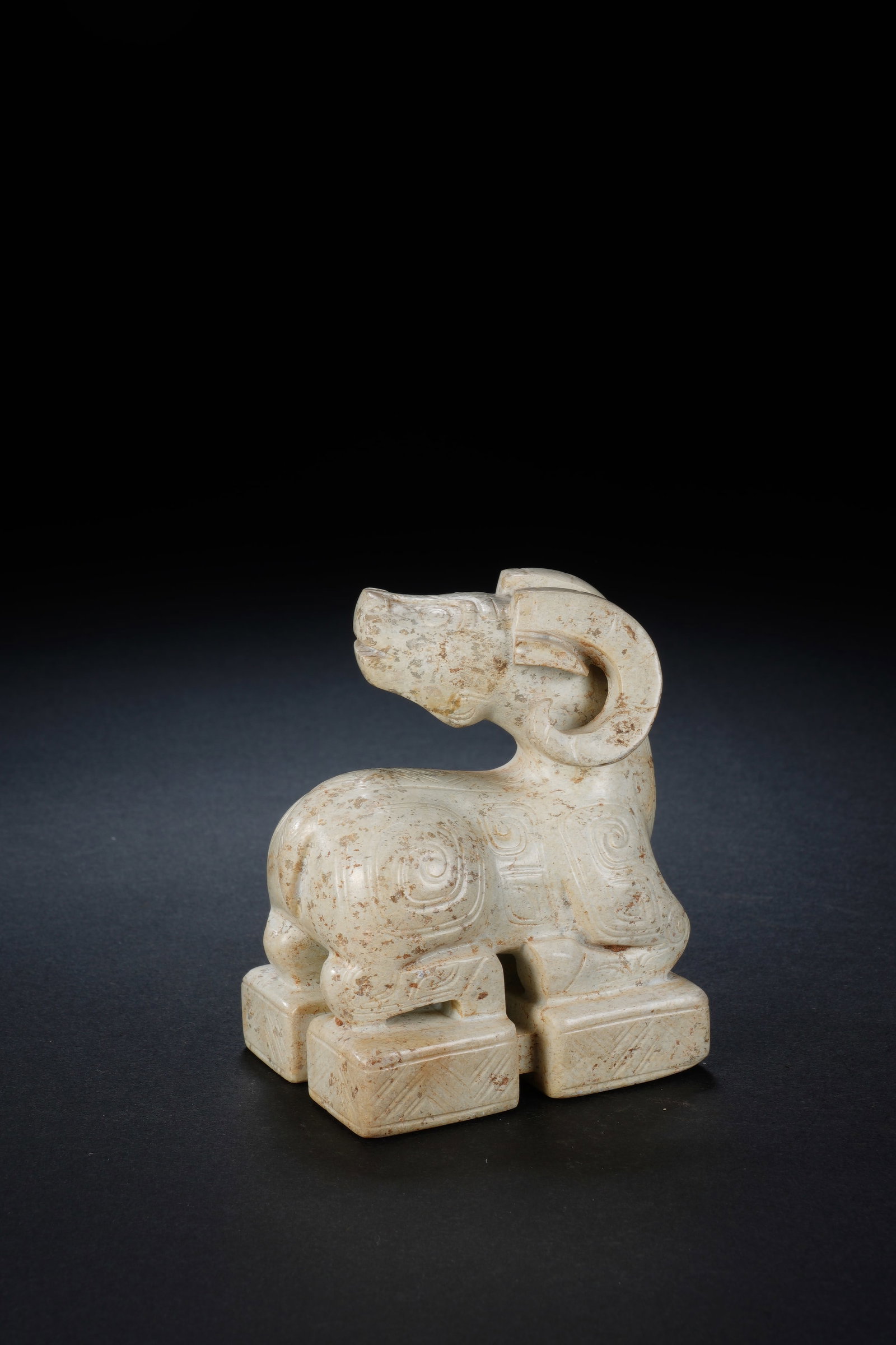 Jade Carved Beast Face Pattern Ram Shape Stone Seal - 6