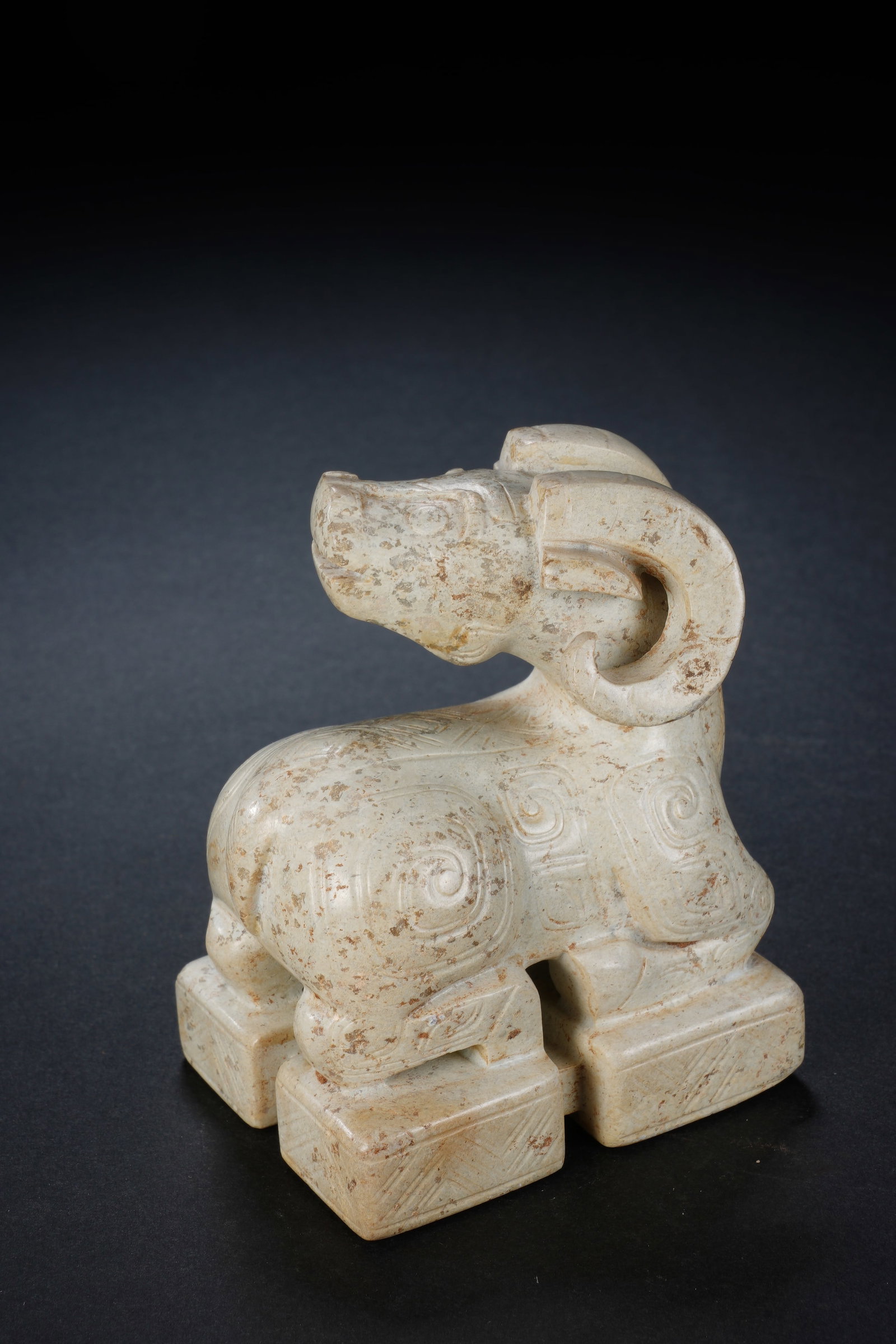 Jade Carved Beast Face Pattern Ram Shape Stone Seal - 7