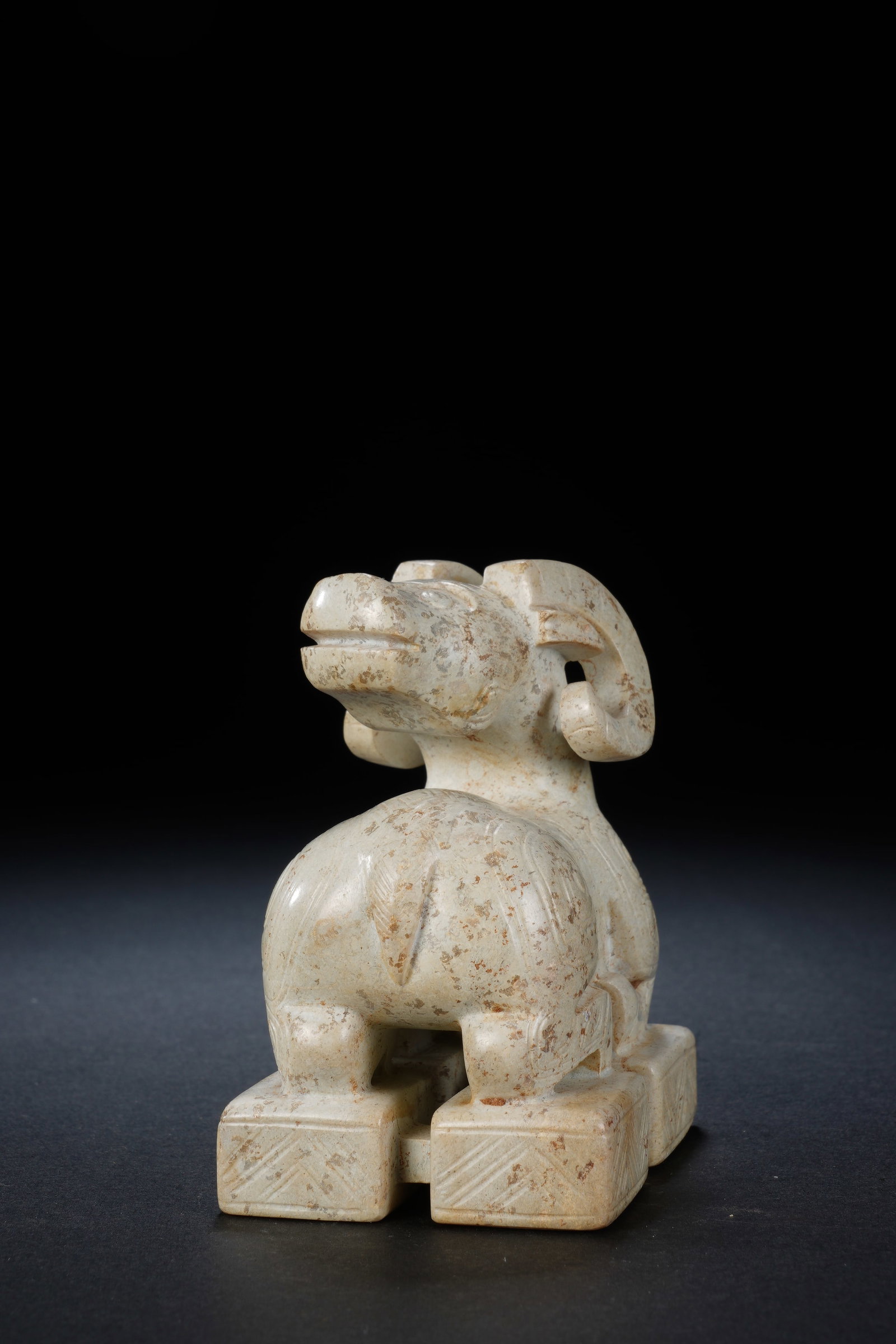 Jade Carved Beast Face Pattern Ram Shape Stone Seal - 8