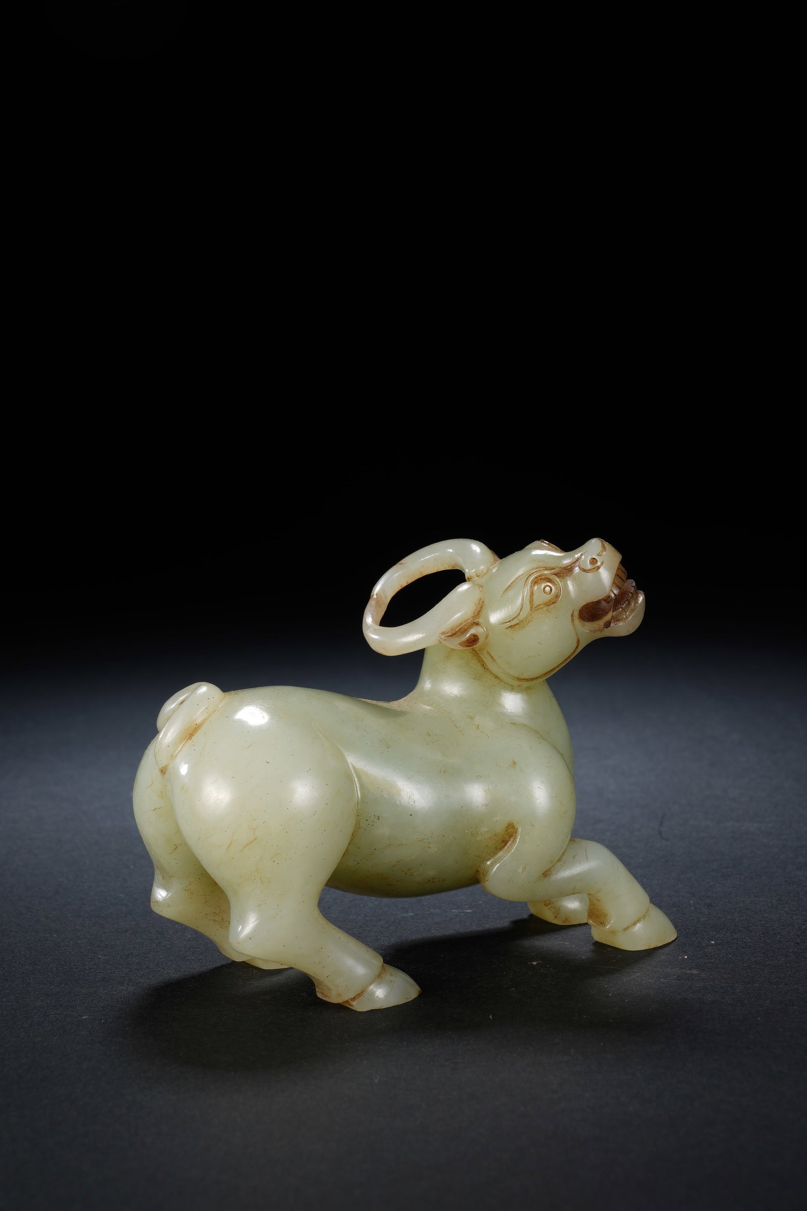Jade Carved Ox Shape Figure - 2